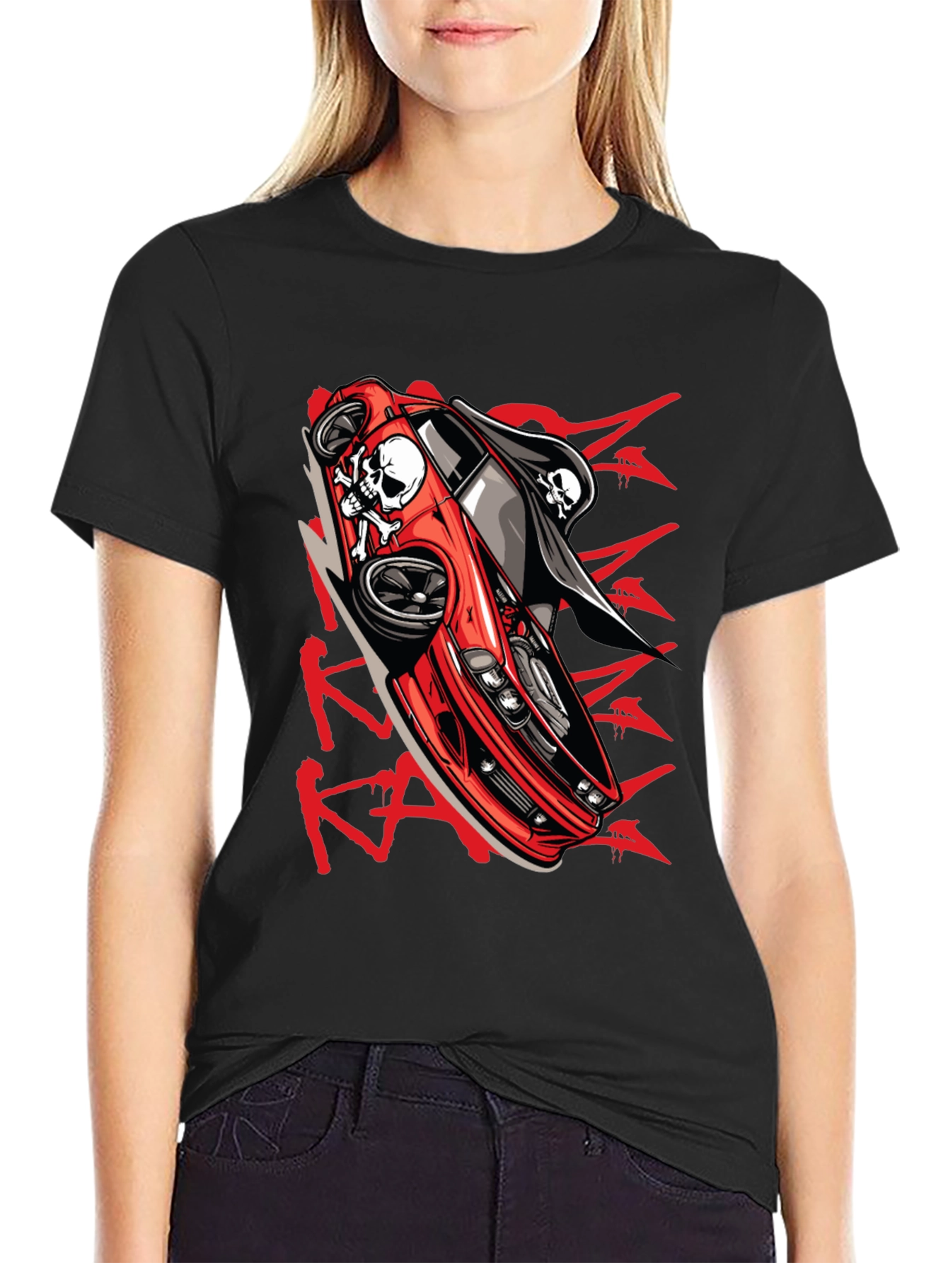 Skull Car Graphic T-Shirt - Edgy Streetwear
