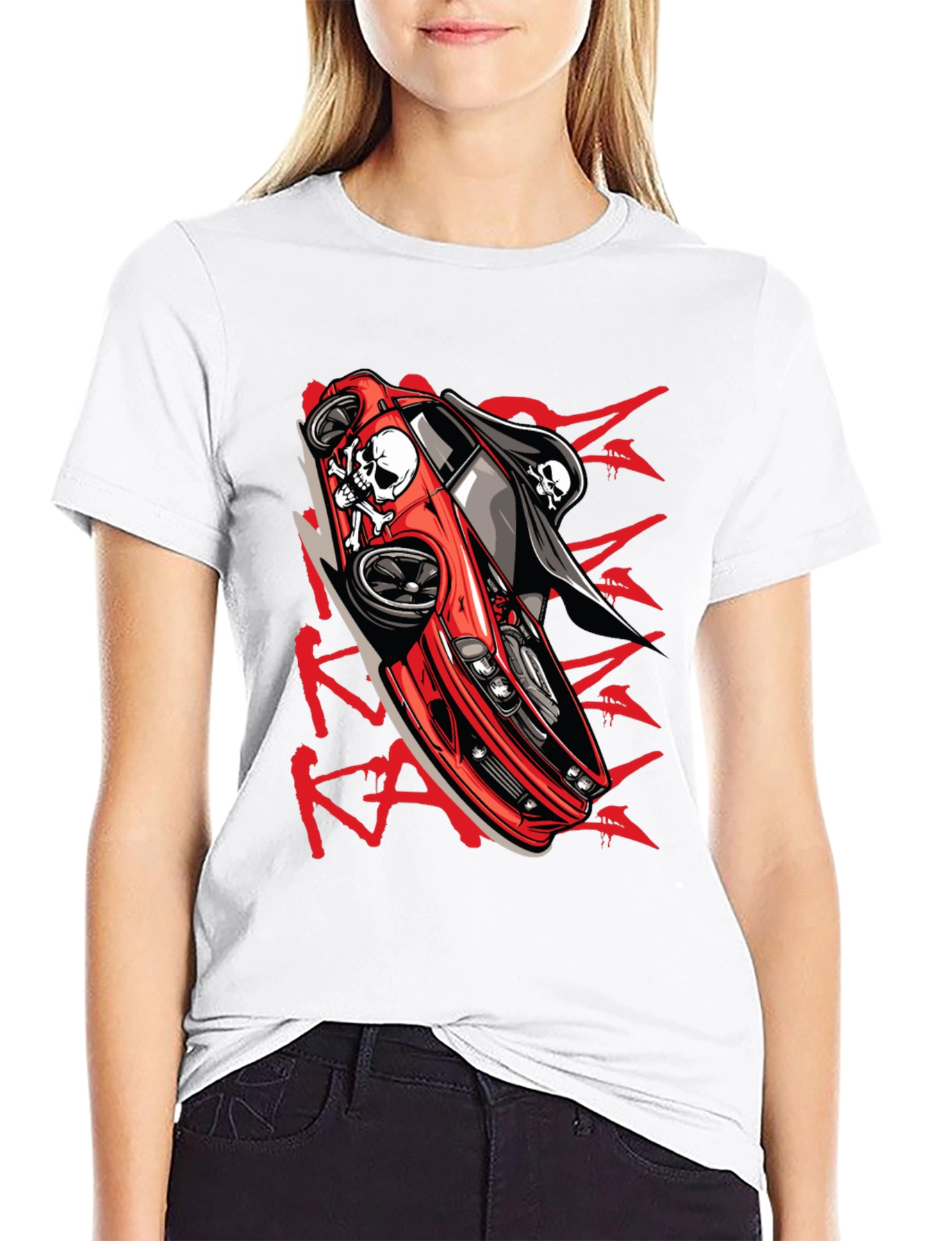 Skull Car Graphic T-Shirt - Edgy Streetwear