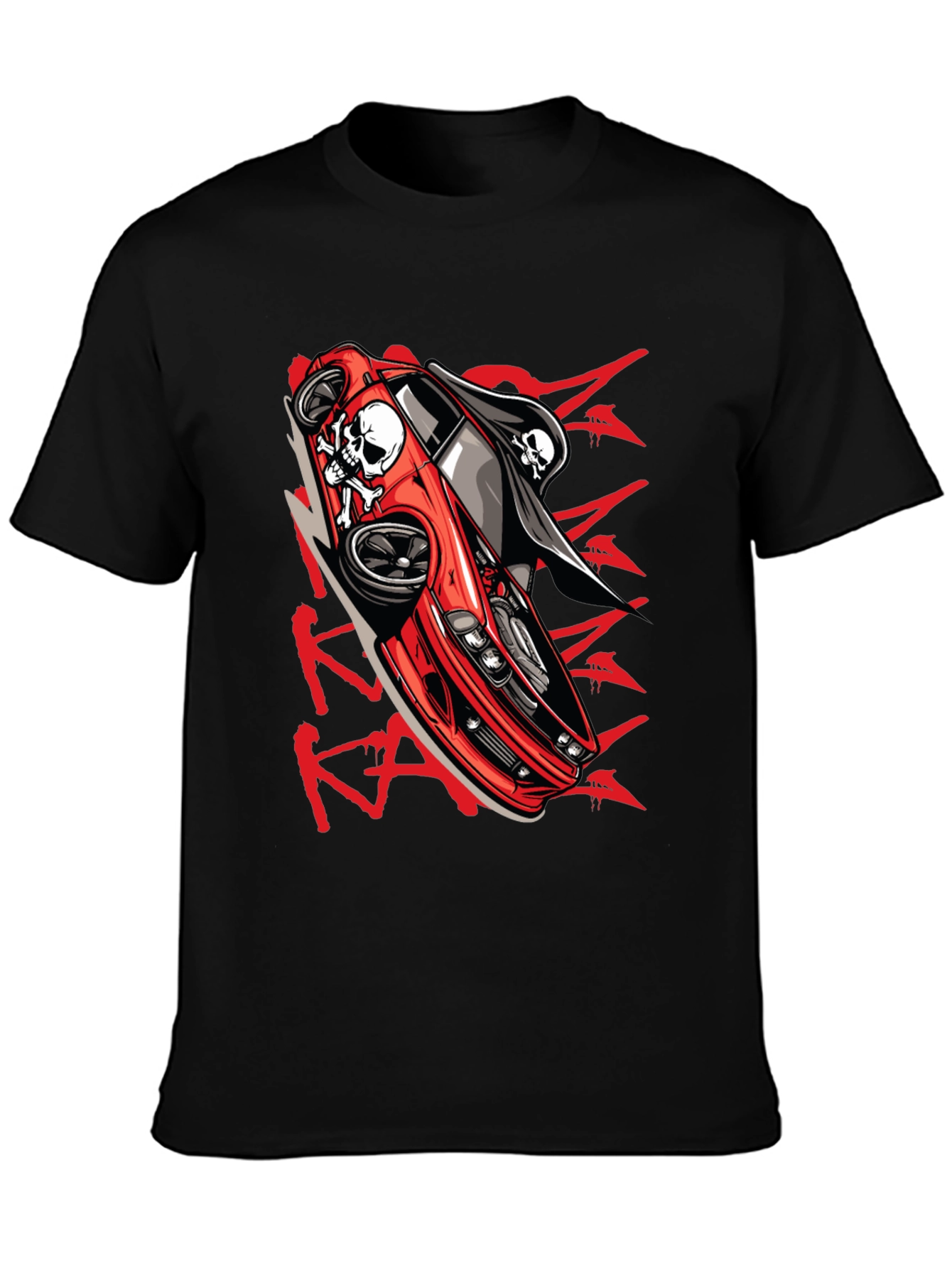 Skull Car Graphic T-Shirt - Edgy Streetwear