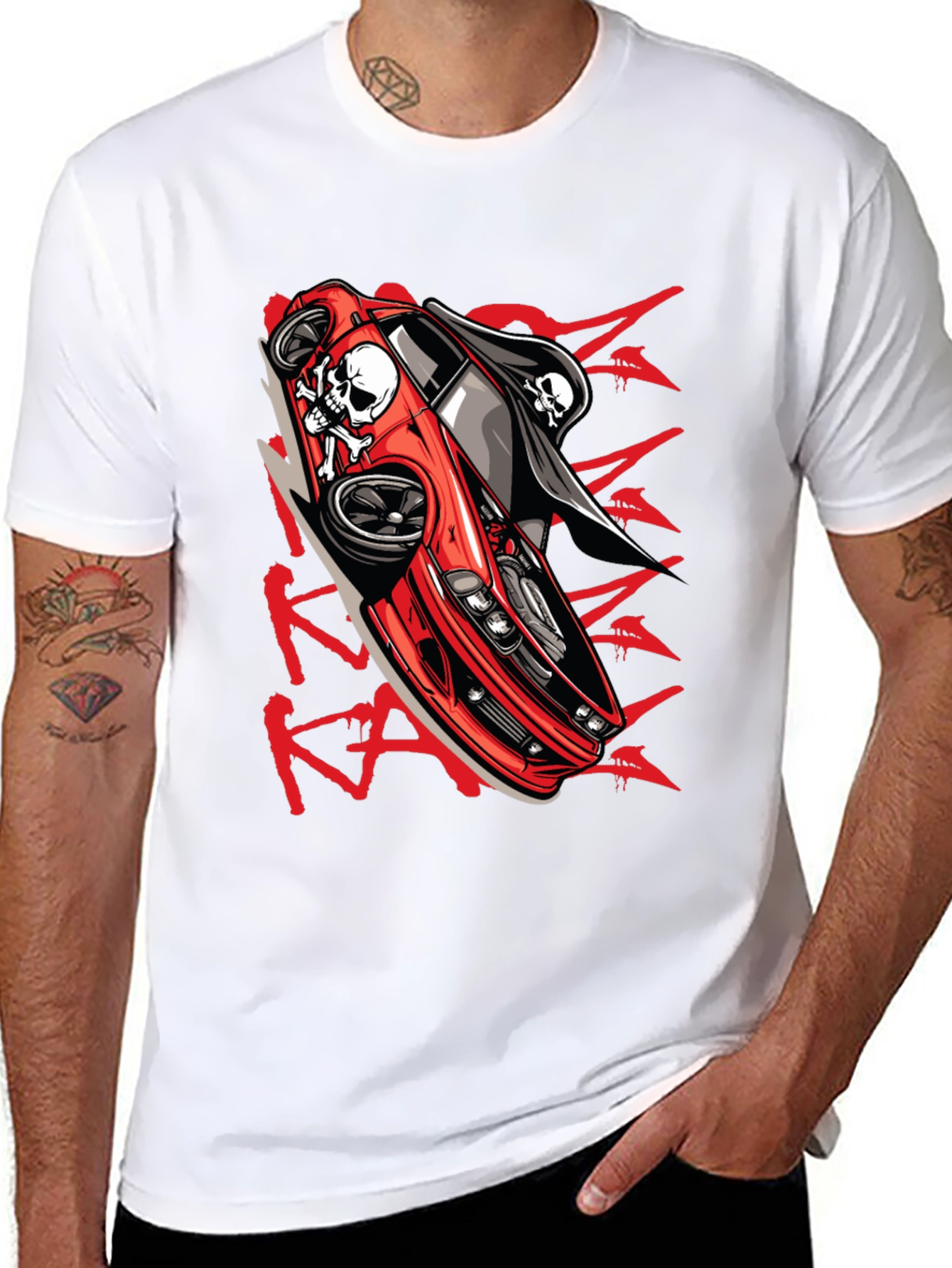 Skull Car Graphic T-Shirt - Edgy Streetwear