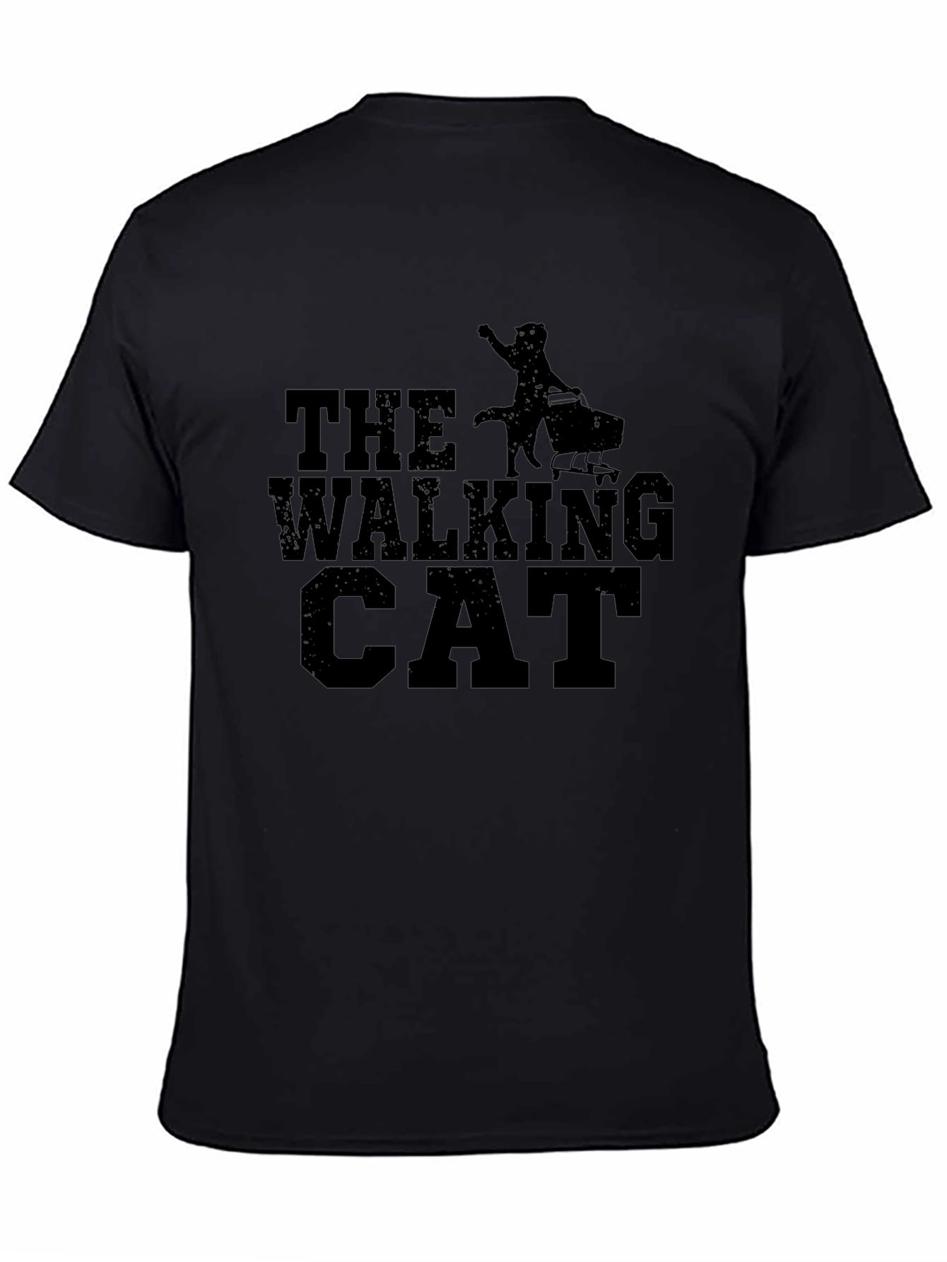 The Walking Cat T-Shirt Black Graphic Tee