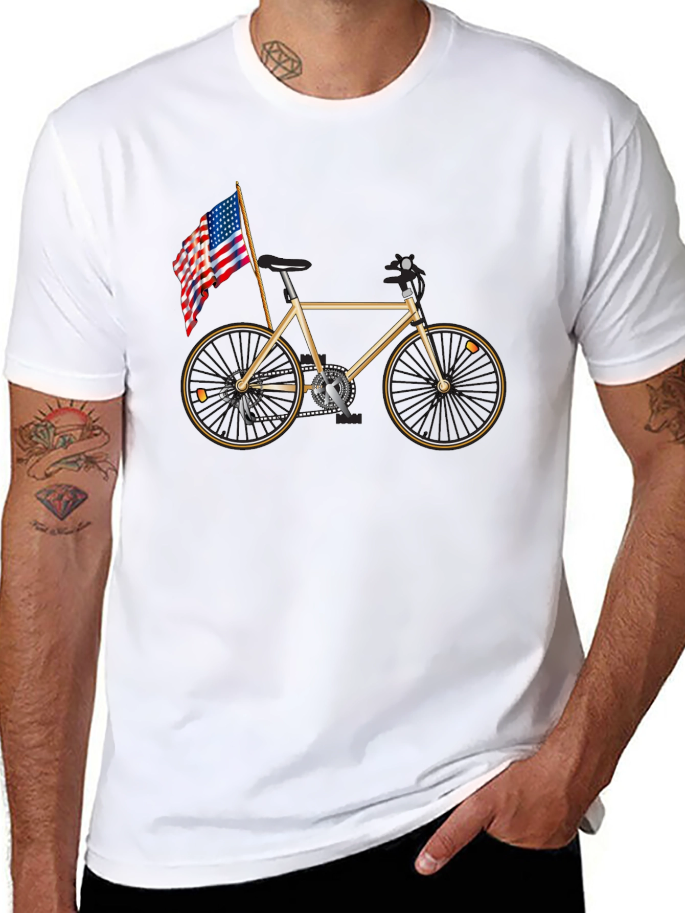 Bicycle and American Flag Graphic Tee