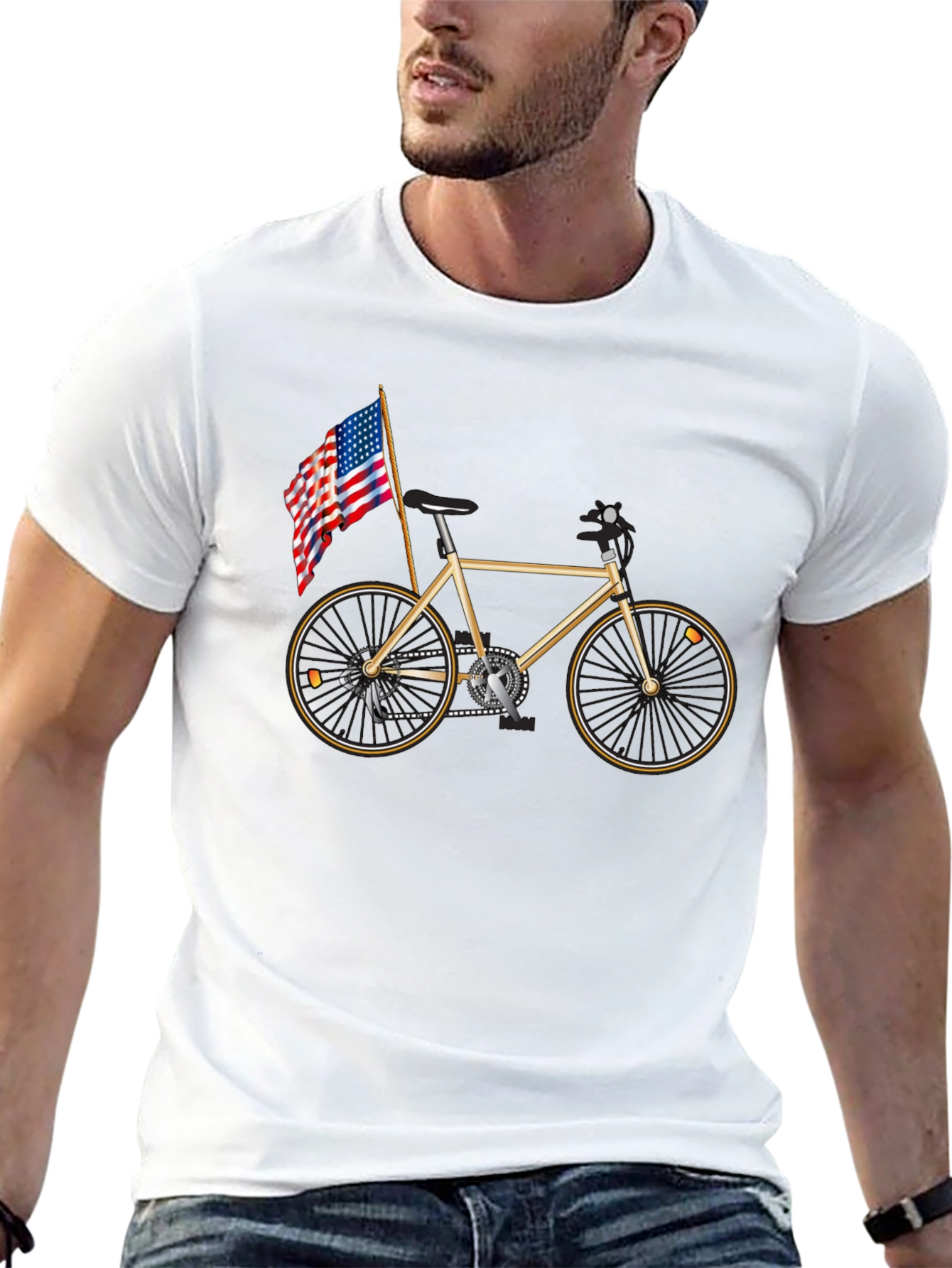Bicycle and American Flag Graphic Tee