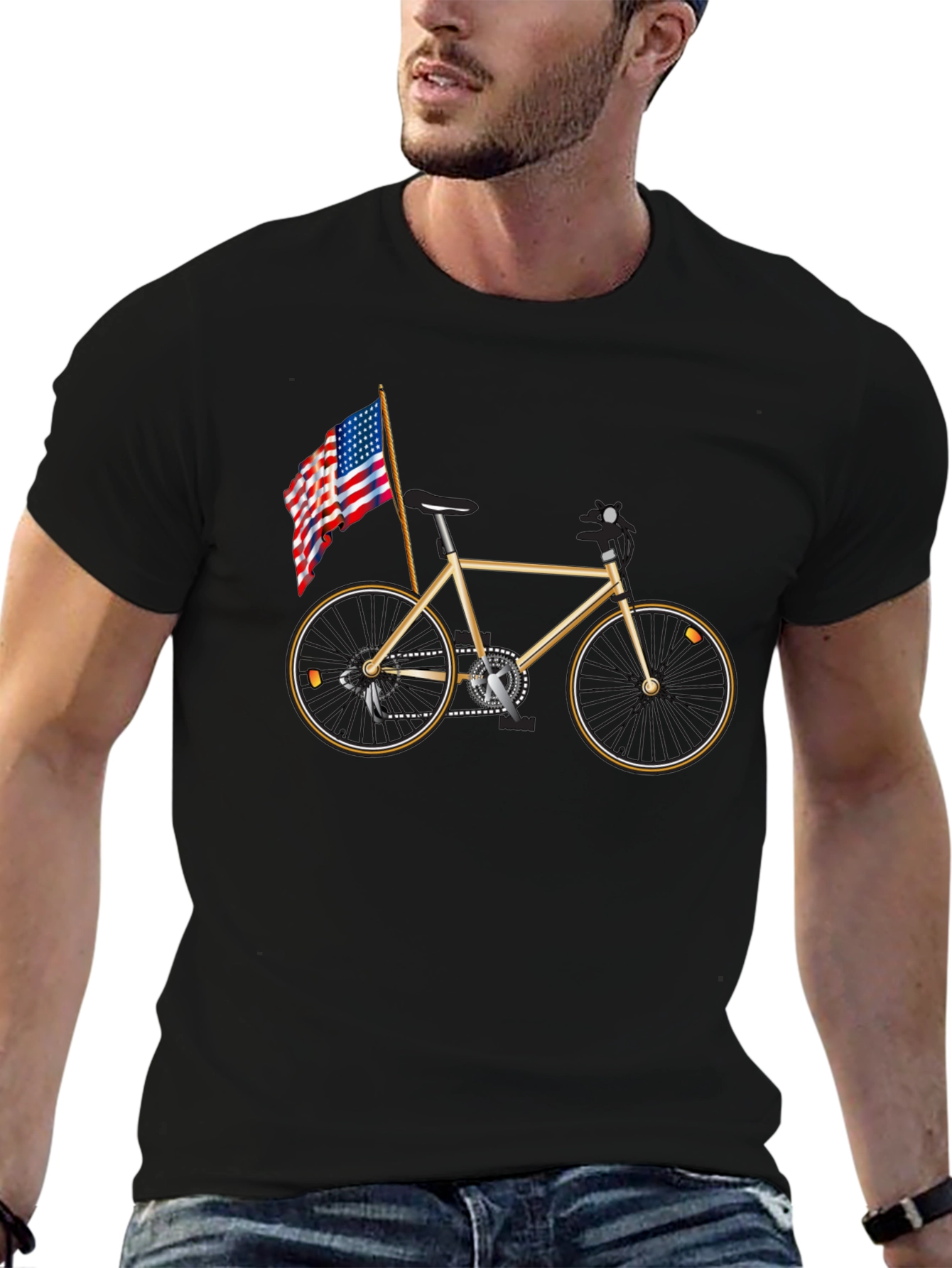 Bicycle and American Flag Graphic Tee