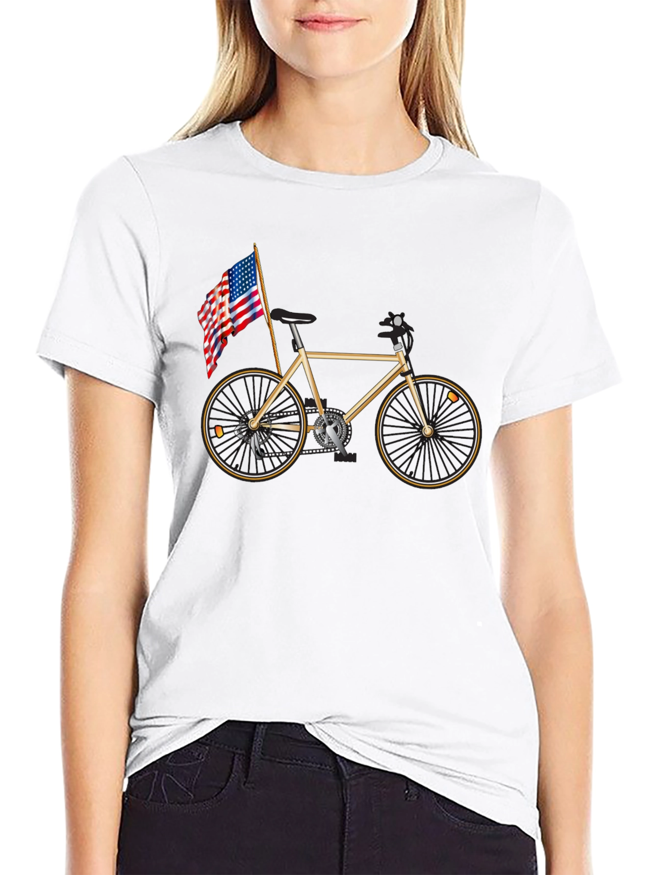 Bicycle and American Flag Graphic Tee