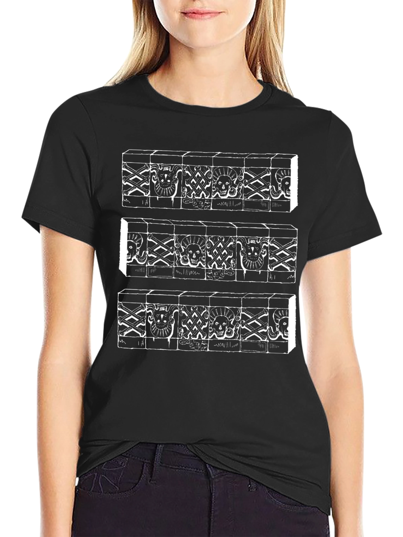 Ancient Block Print Graphic Tee - Black