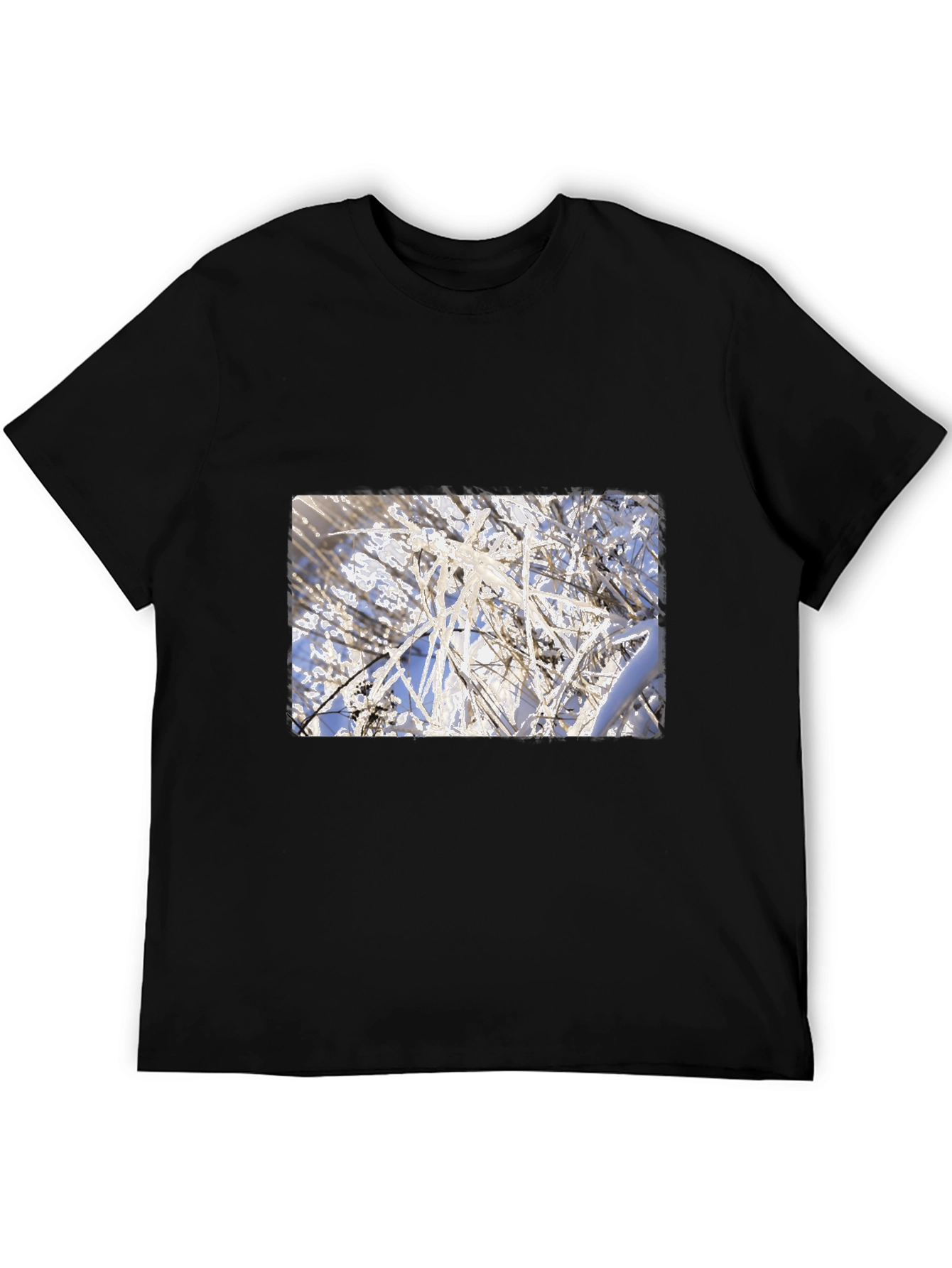 Winter Frost Graphic Tee - Soft Cotton Blend Black