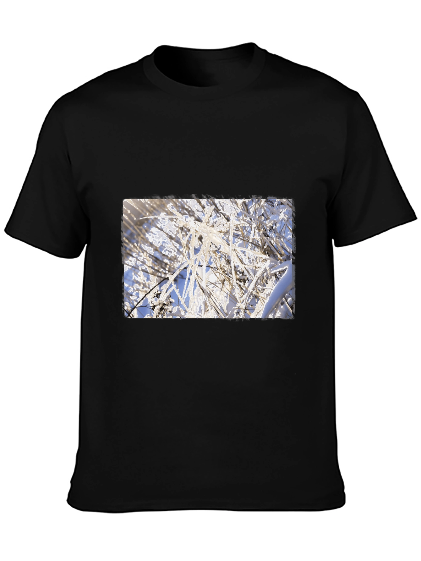 Winter Frost Graphic Tee - Soft Cotton Blend Black