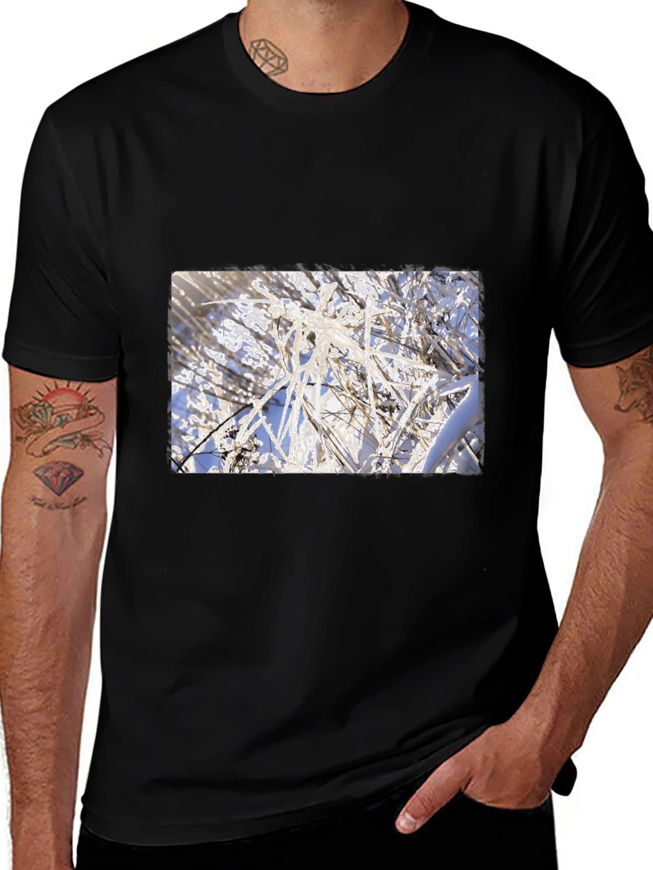 Winter Frost Graphic Tee - Soft Cotton Blend Black