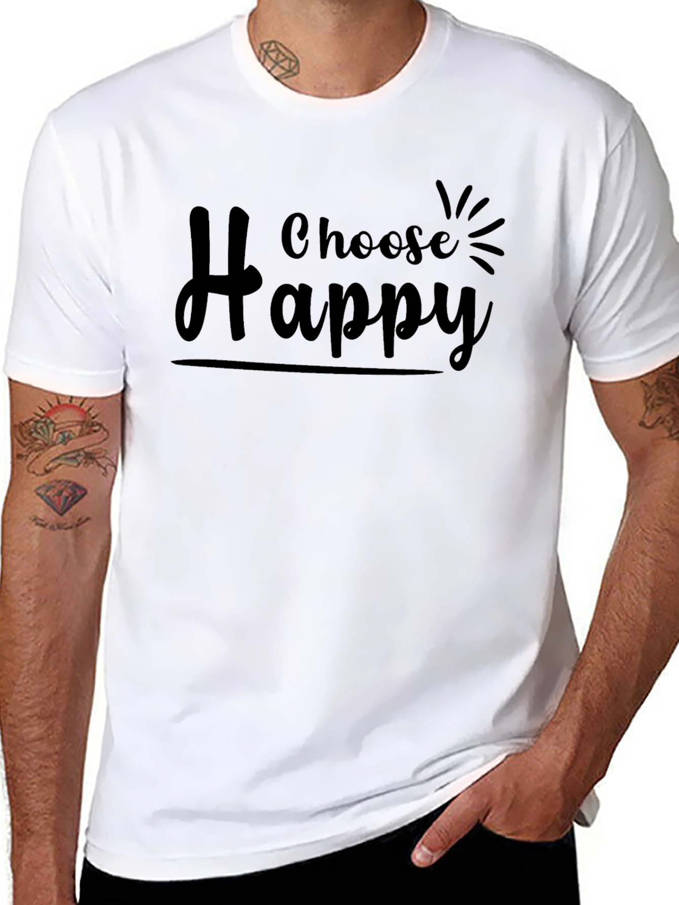 Choose Happy Graphic Tee - Stylish Black T-Shirt