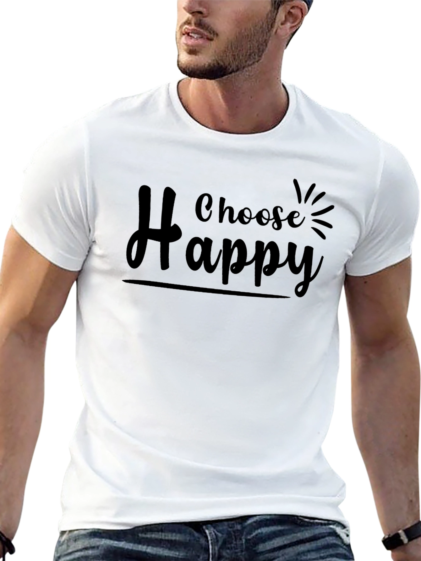 Choose Happy Graphic Tee - Stylish Black T-Shirt