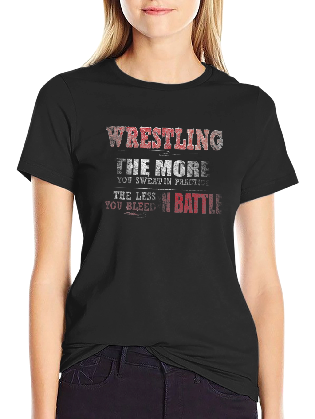 Wrestling Practice T-Shirt - Sweat More Bleed Less