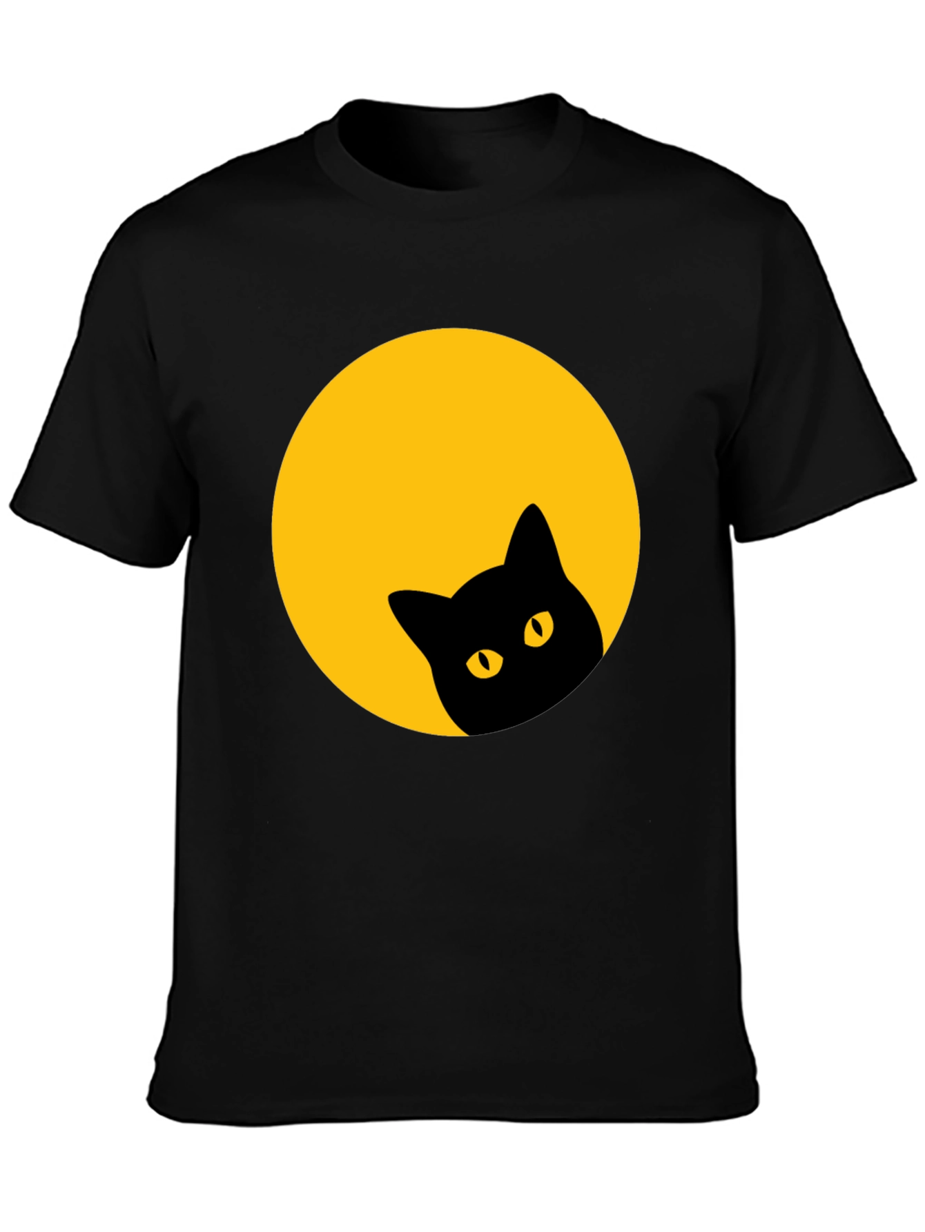 Black Cat Peeking Moon Tee
