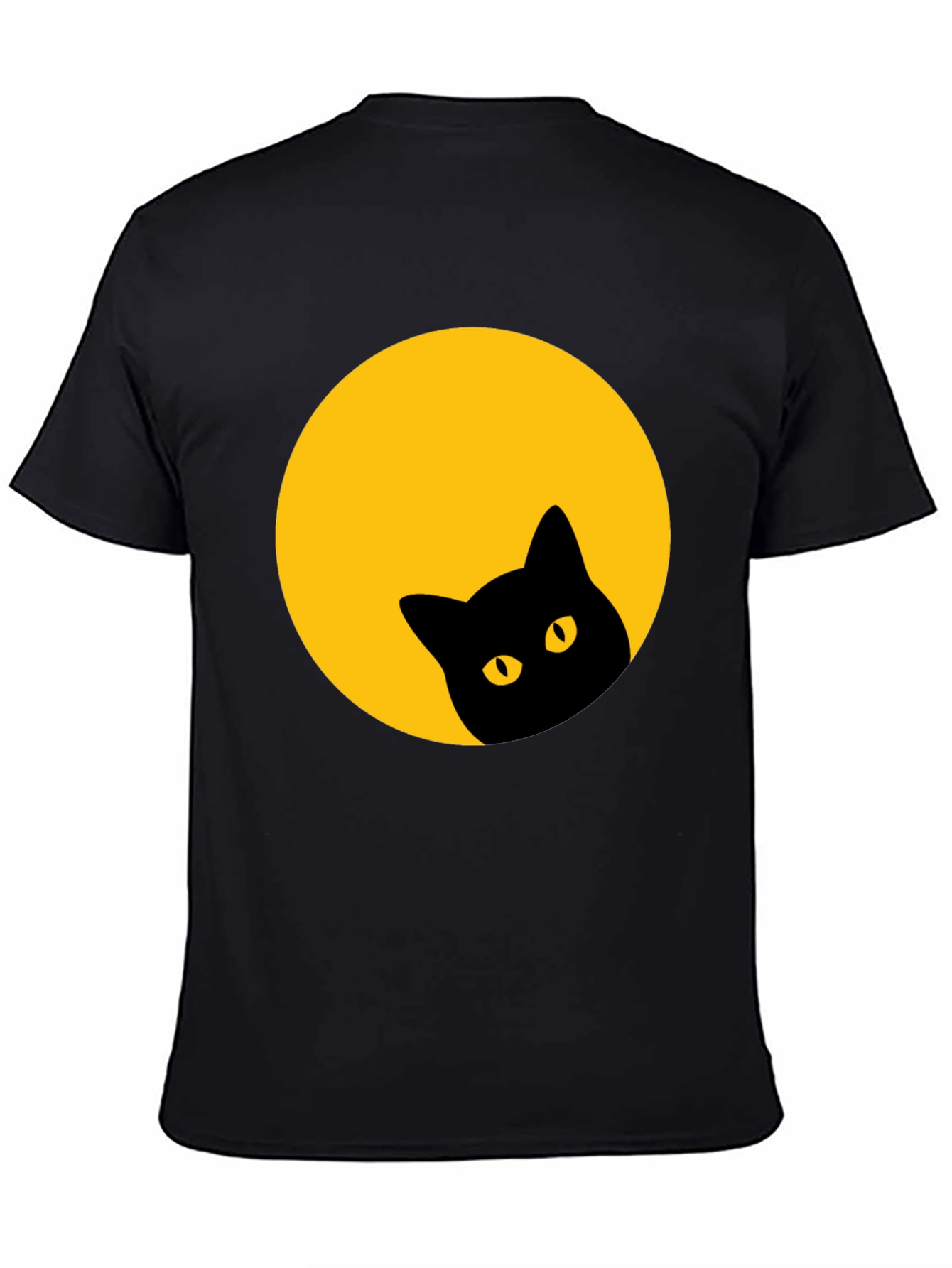 Black Cat Peeking Moon Tee
