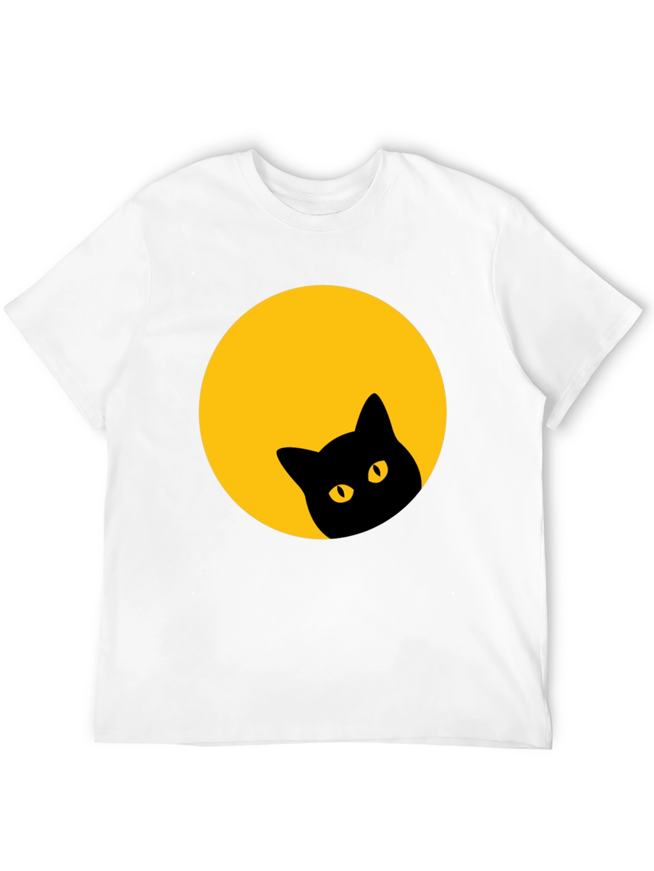 Black Cat Peeking Moon Tee