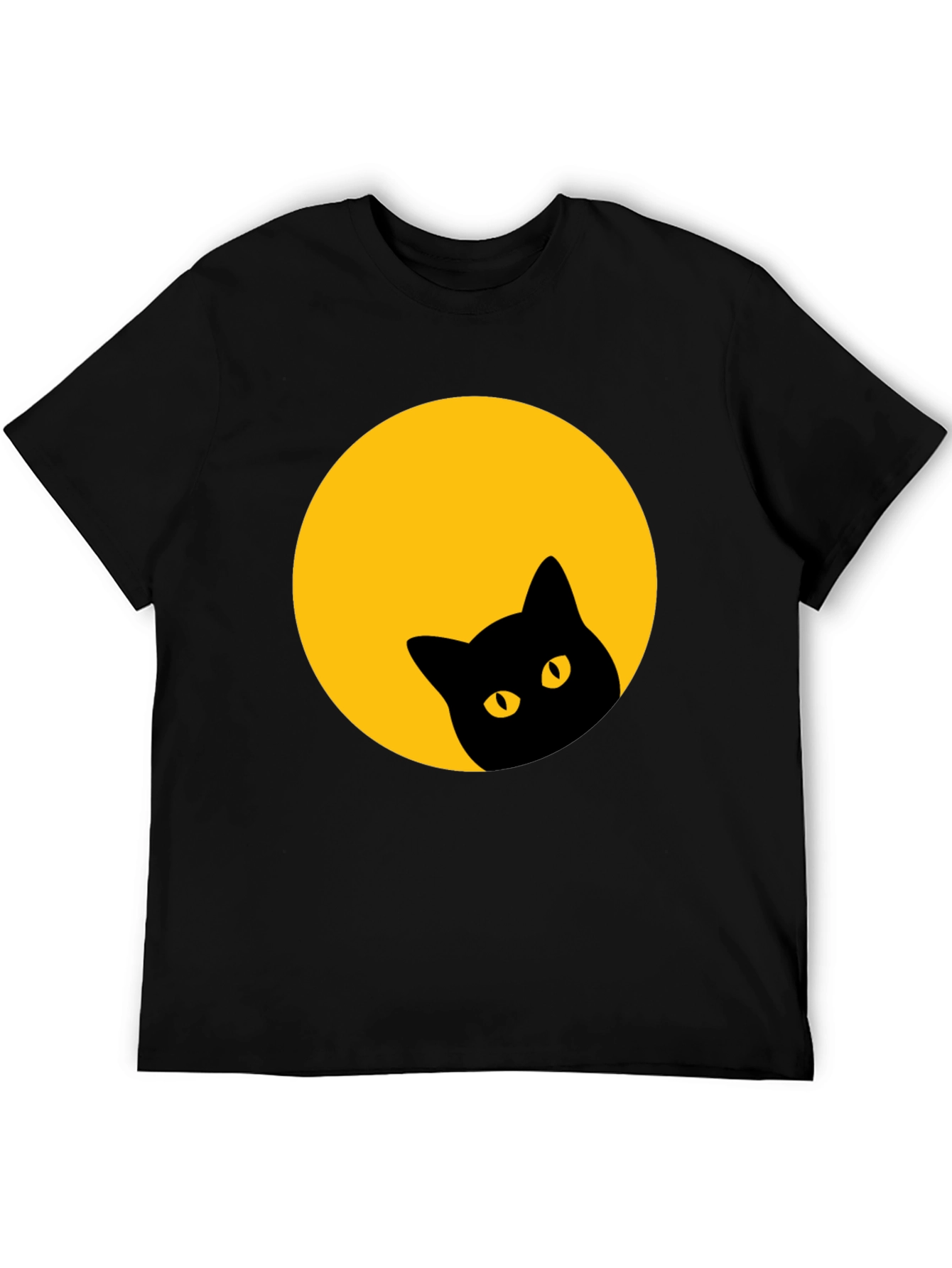 Black Cat Peeking Moon Tee
