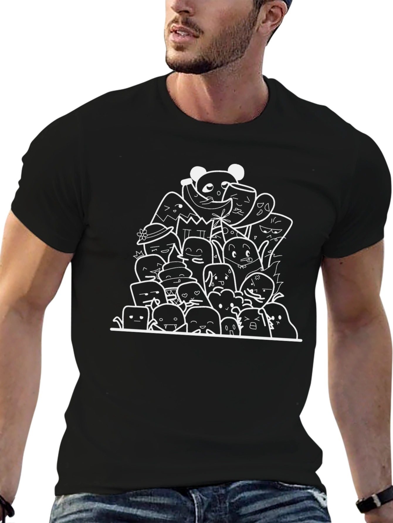 Doodle Art Graphic Black T-Shirt