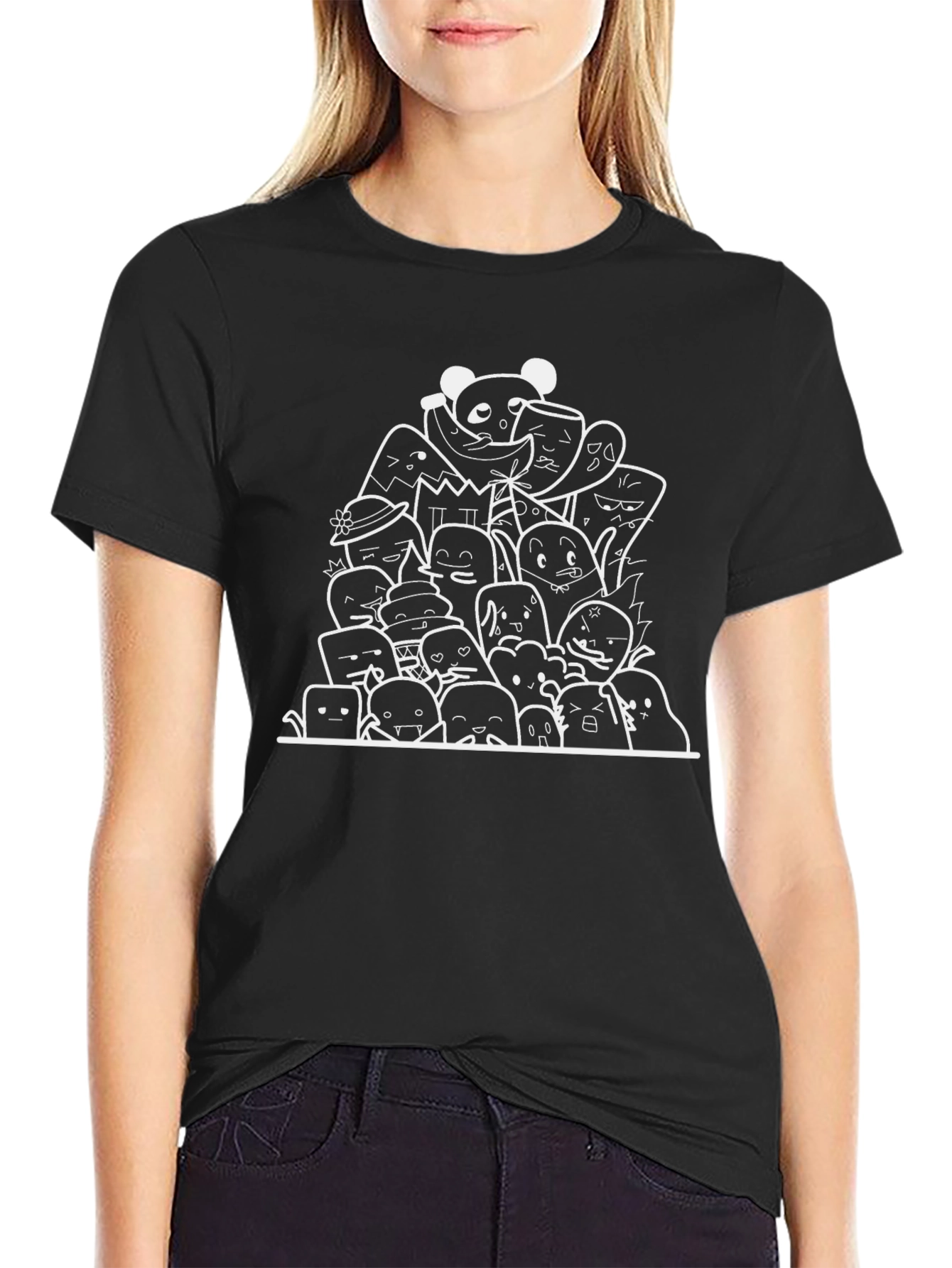 Doodle Art Graphic Black T-Shirt