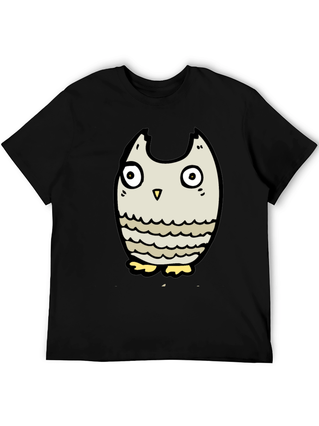 Black Owl Graphic Tee - Mens Cartoon Owl T-Shirt