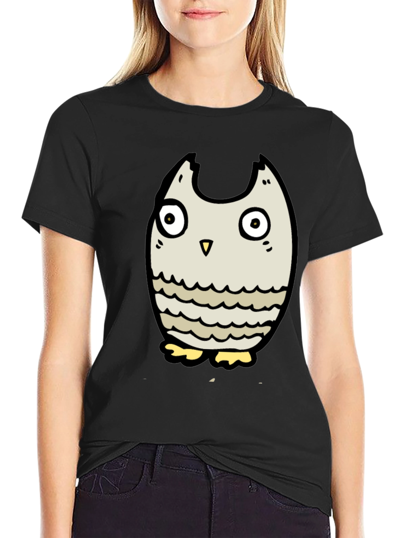 Black Owl Graphic Tee - Mens Cartoon Owl T-Shirt