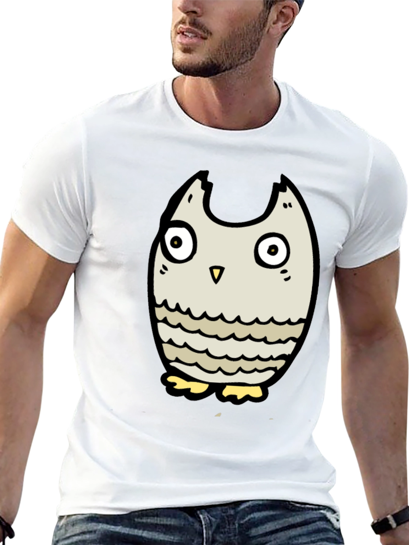 Black Owl Graphic Tee - Mens Cartoon Owl T-Shirt