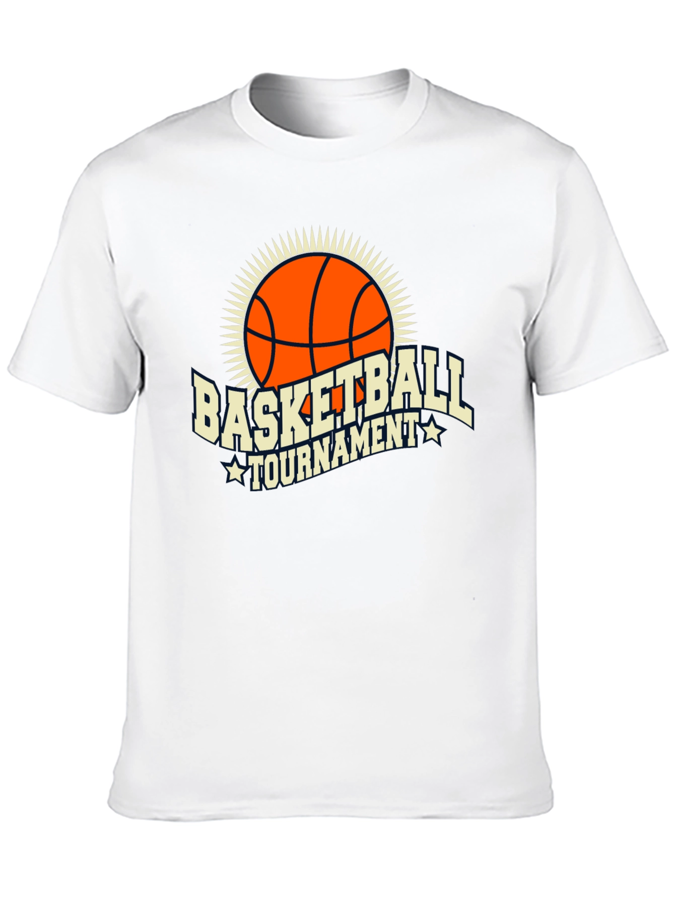 Basketball Tournament Graphic Tee - Black Cotton T-Shirt