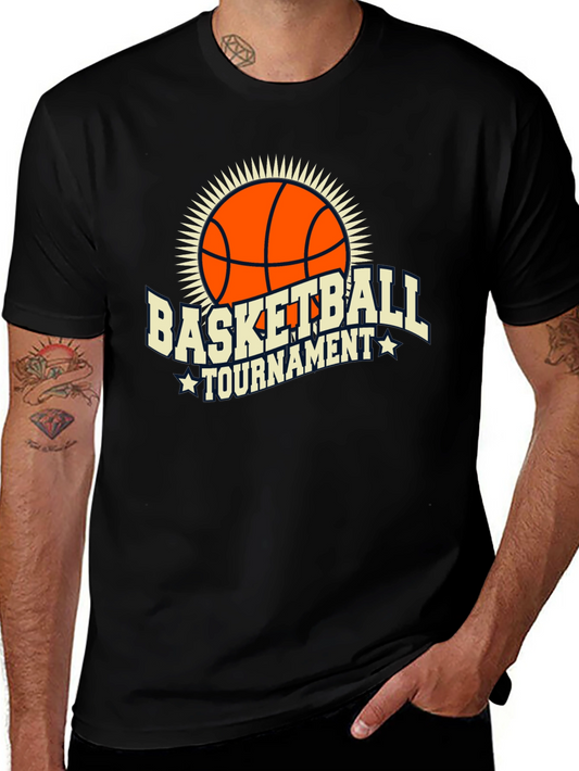 Basketball Tournament Graphic Tee - Black Cotton T-Shirt