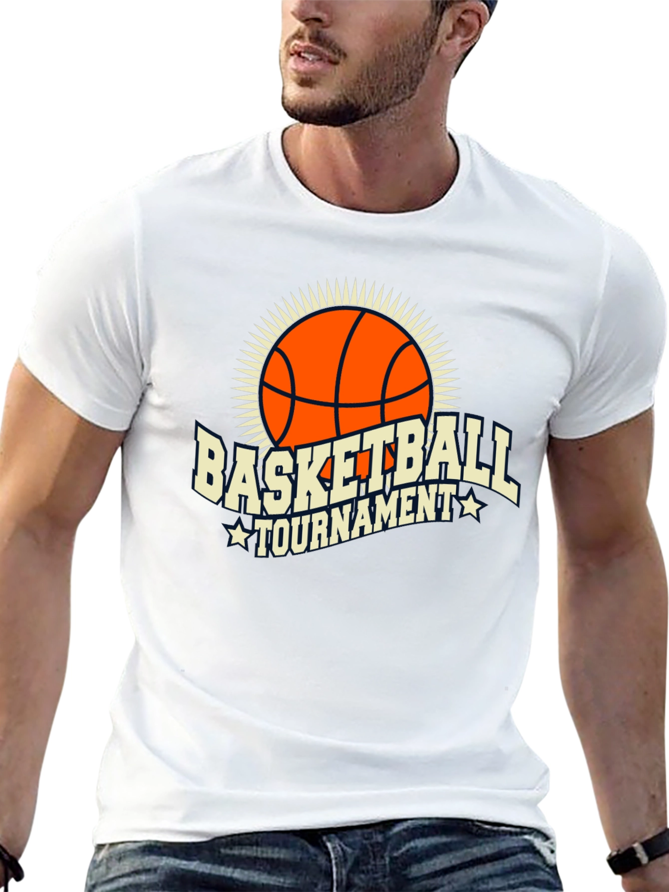 Basketball Tournament Graphic Tee - Black Cotton T-Shirt