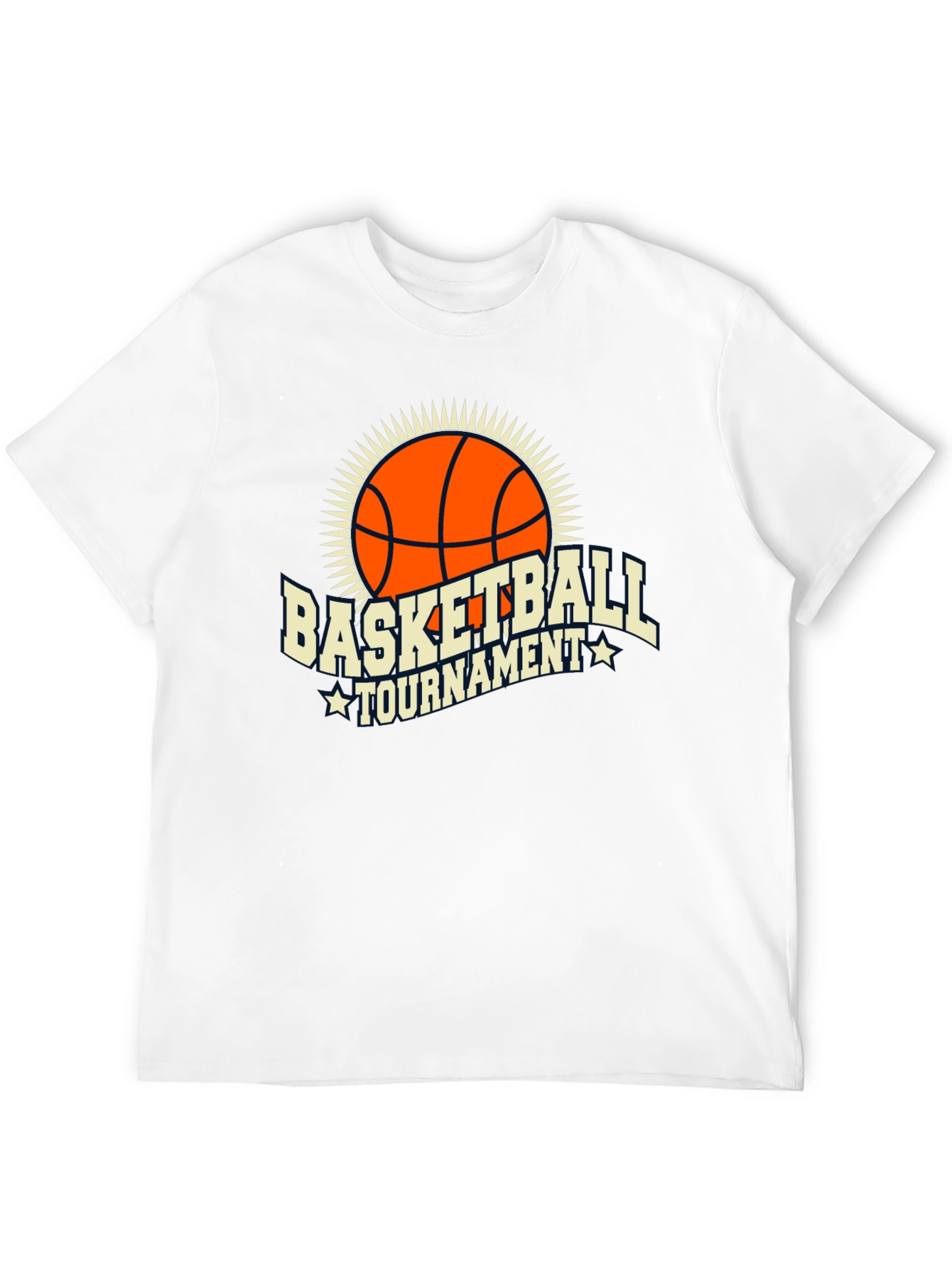 Basketball Tournament Graphic Tee - Black Cotton T-Shirt