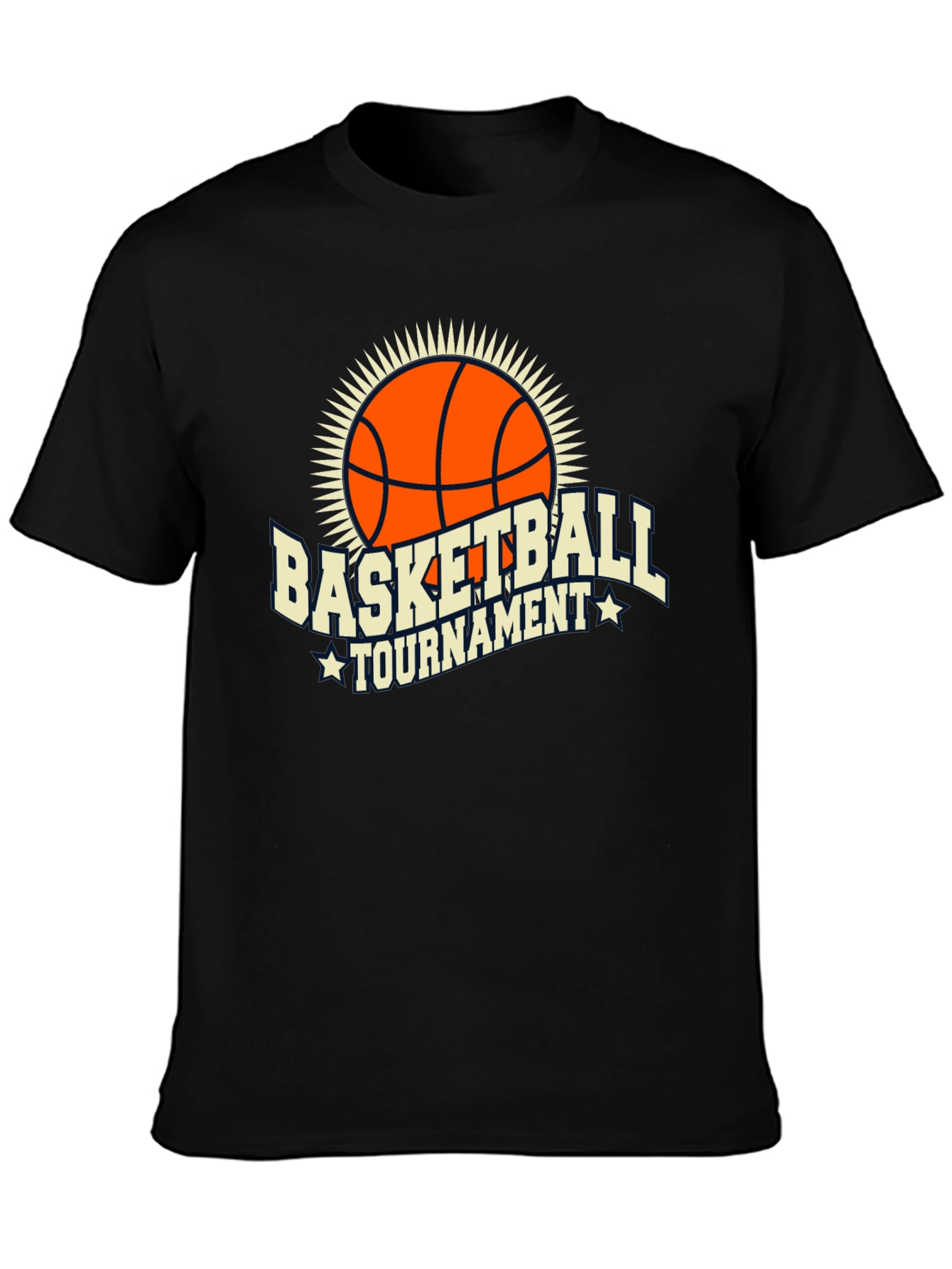 Basketball Tournament Graphic Tee - Black Cotton T-Shirt