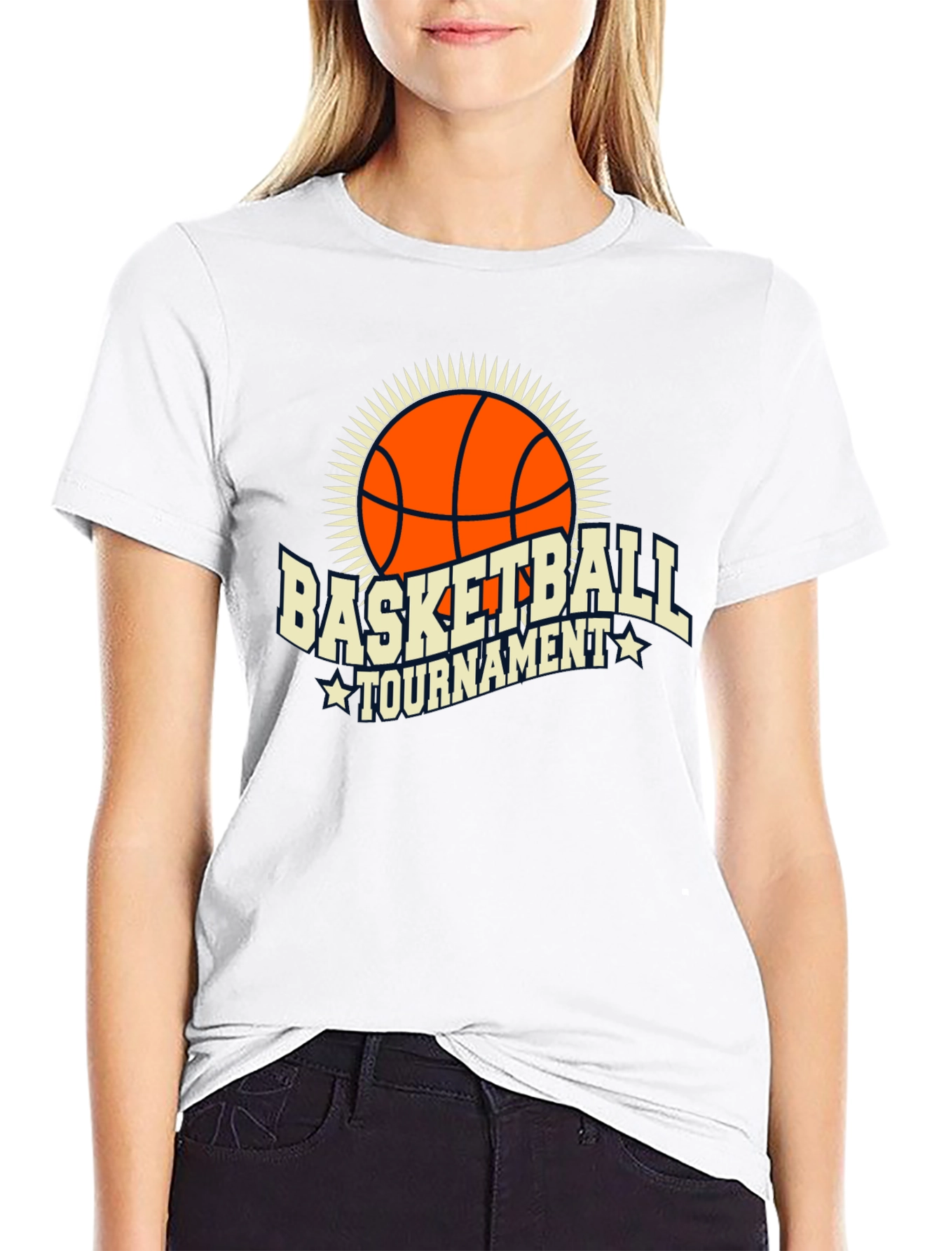 Basketball Tournament Graphic Tee - Black Cotton T-Shirt