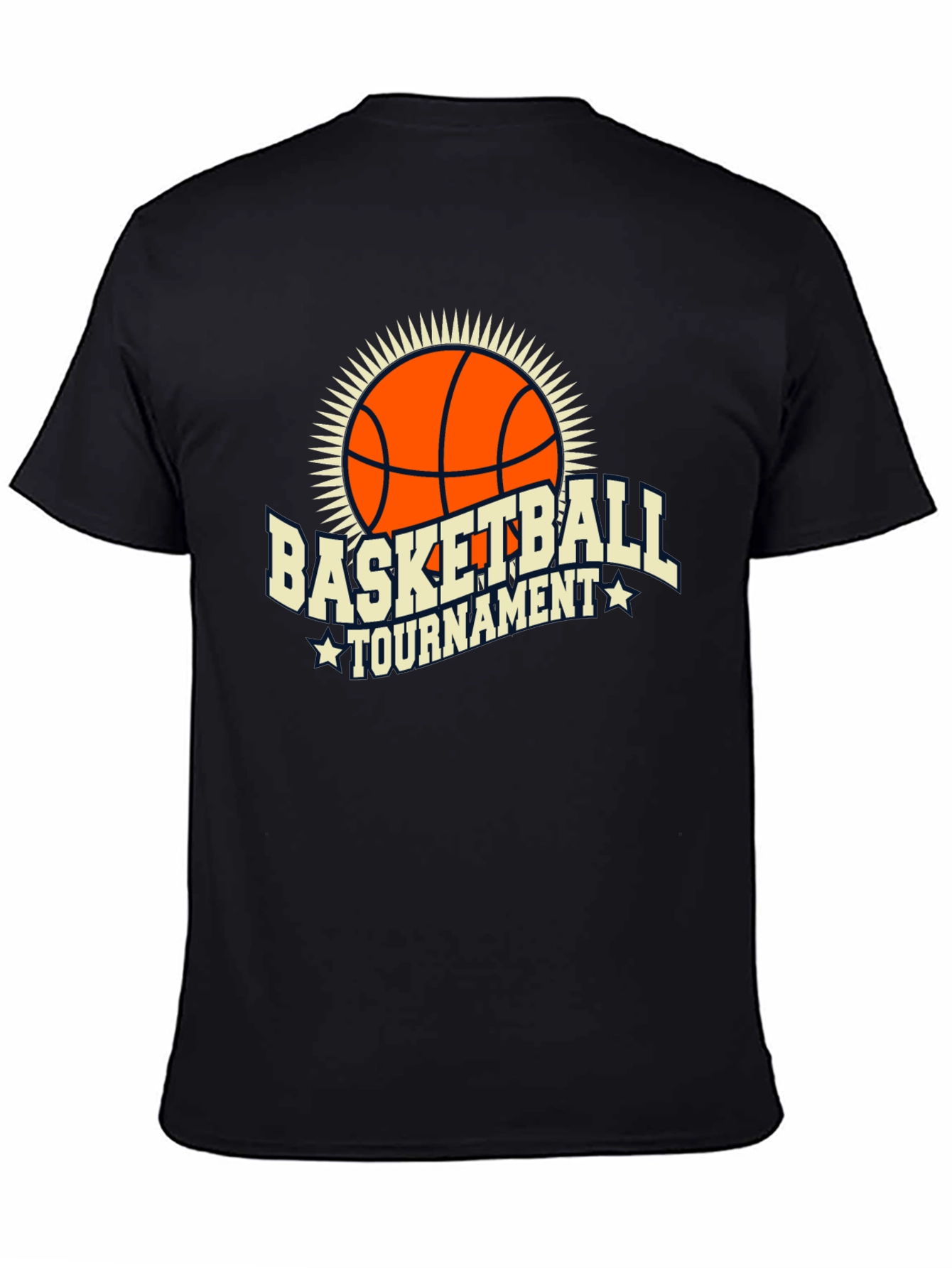 Basketball Tournament Graphic Tee - Black Cotton T-Shirt