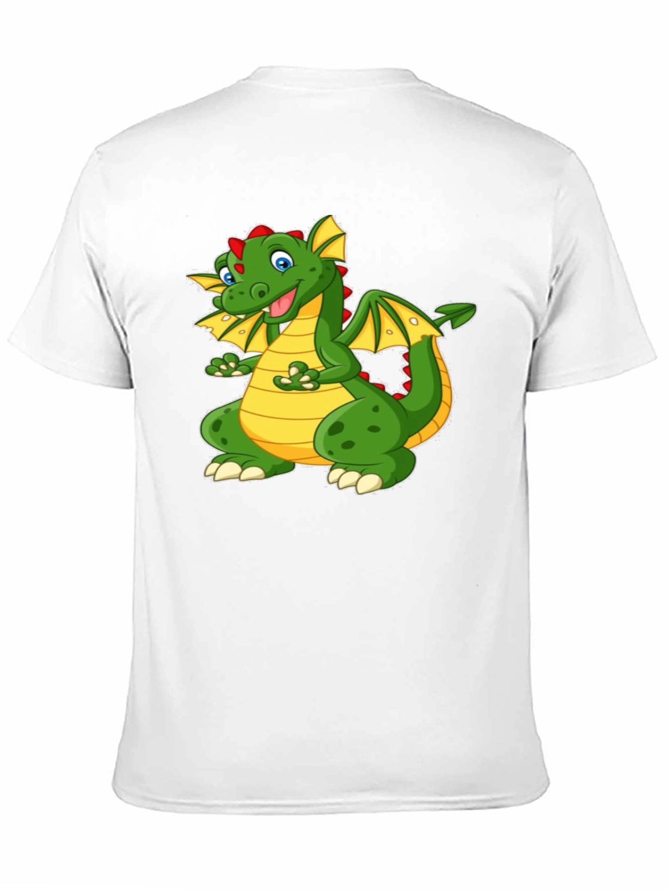 Cartoon Dragon Graphic Tee - Black Cotton T-Shirt
