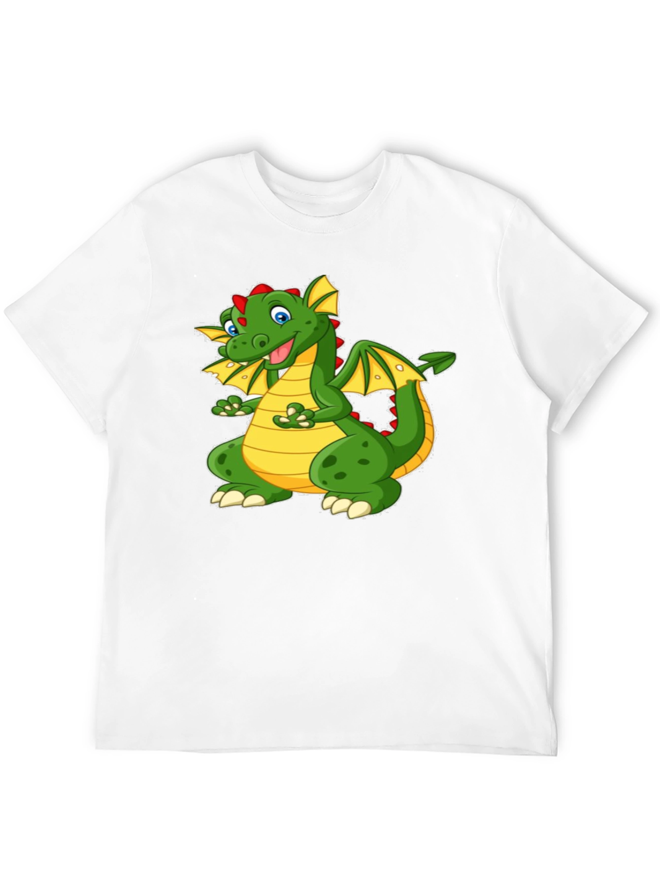 Cartoon Dragon Graphic Tee - Black Cotton T-Shirt