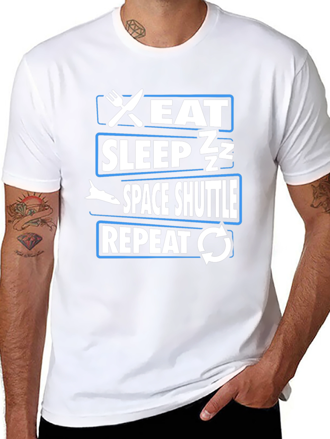 Eat Sleep Space Shuttle Repeat Graphic T-Shirt