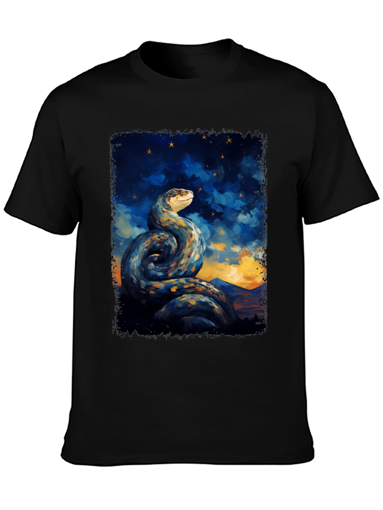 Snake Constellation Graphic Tee - Black Cotton Comfort