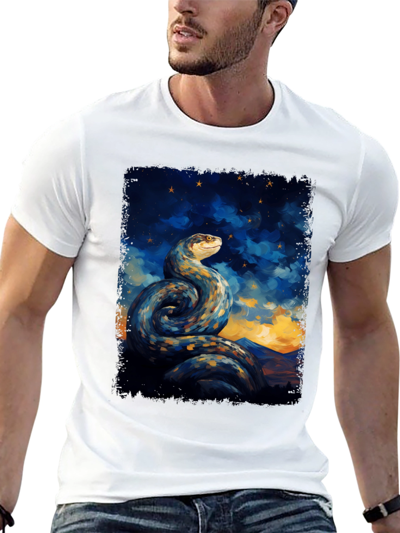 Snake Constellation Graphic Tee - Black Cotton Comfort