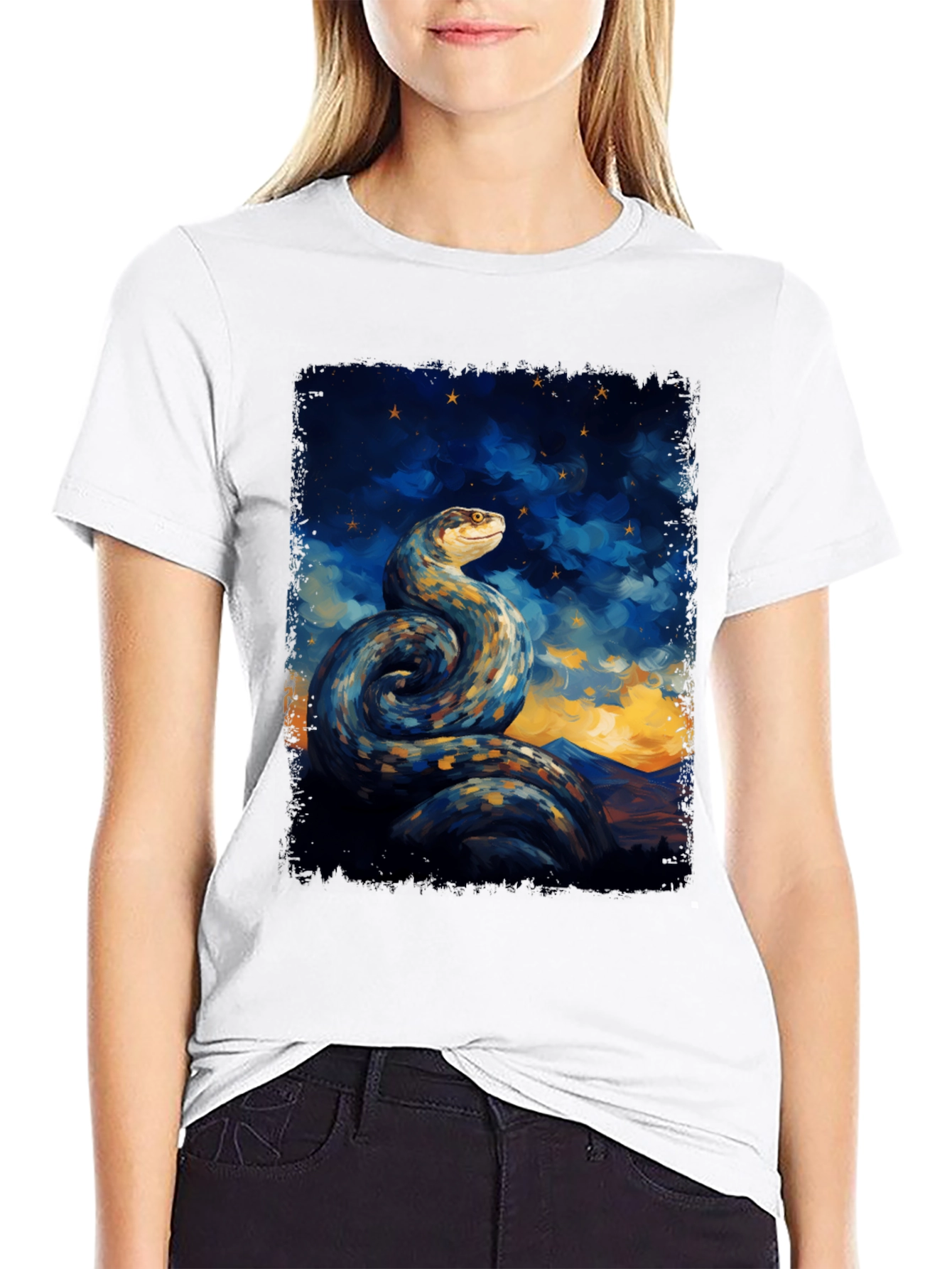 Snake Constellation Graphic Tee - Black Cotton Comfort