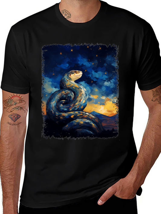 Snake Constellation Graphic Tee - Black Cotton Comfort