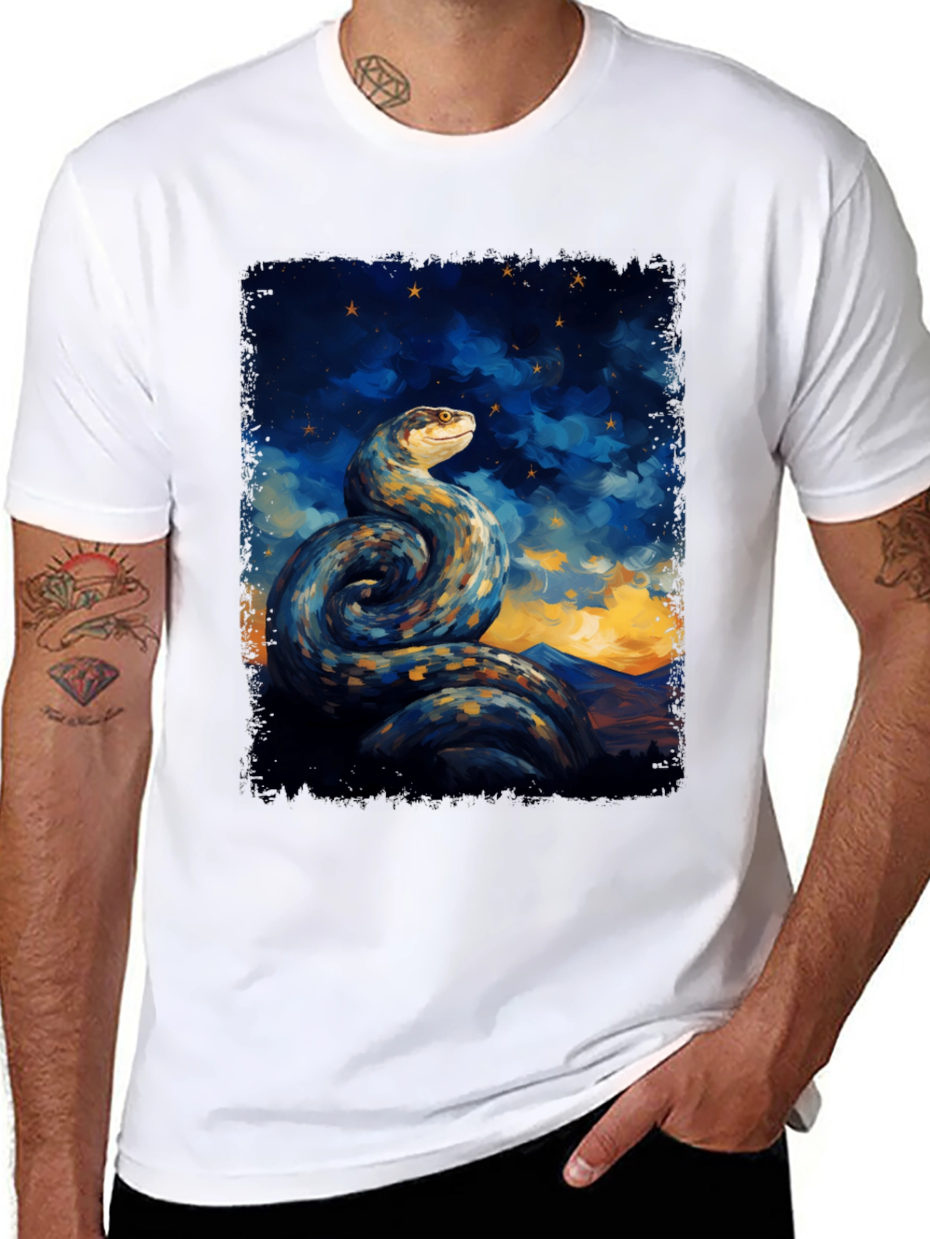Snake Constellation Graphic Tee - Black Cotton Comfort