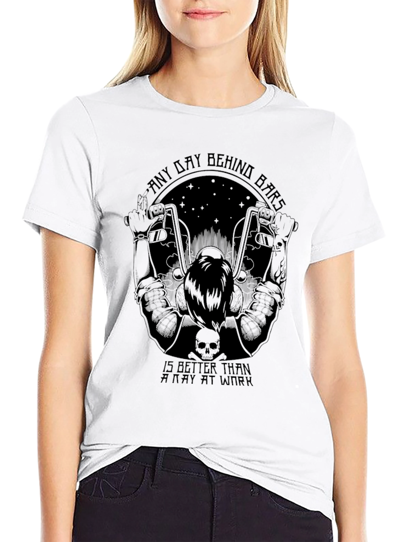 Biker Any Day Behind Bars Graphic Tee
