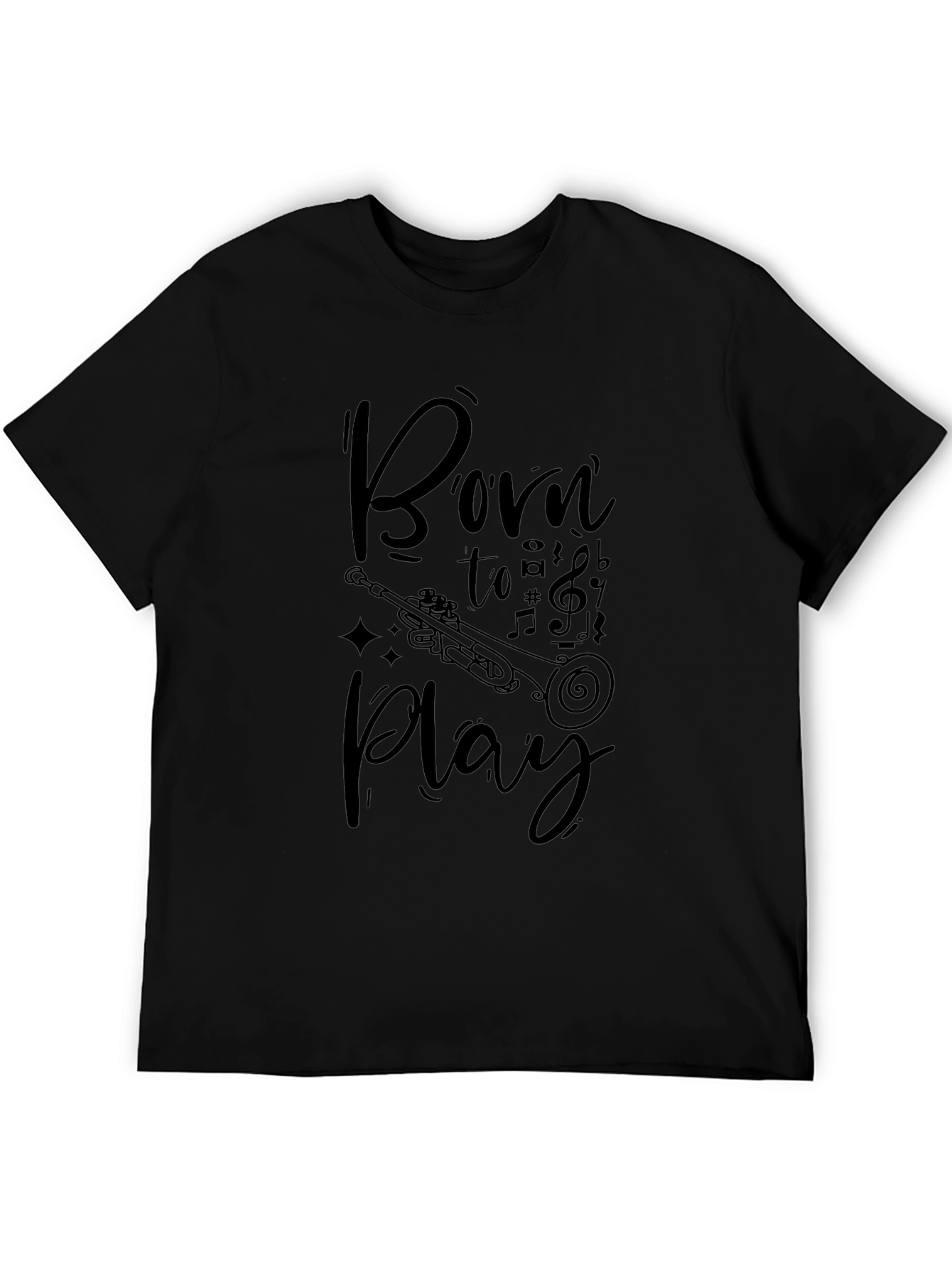Born to Play Trumpet Graphic Tee - Black