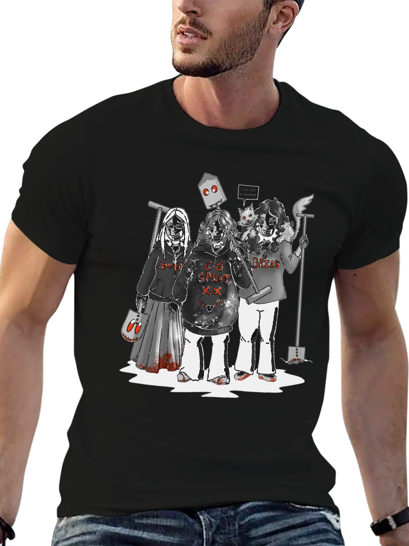 Spooky Black T-Shirt with Graphic Print