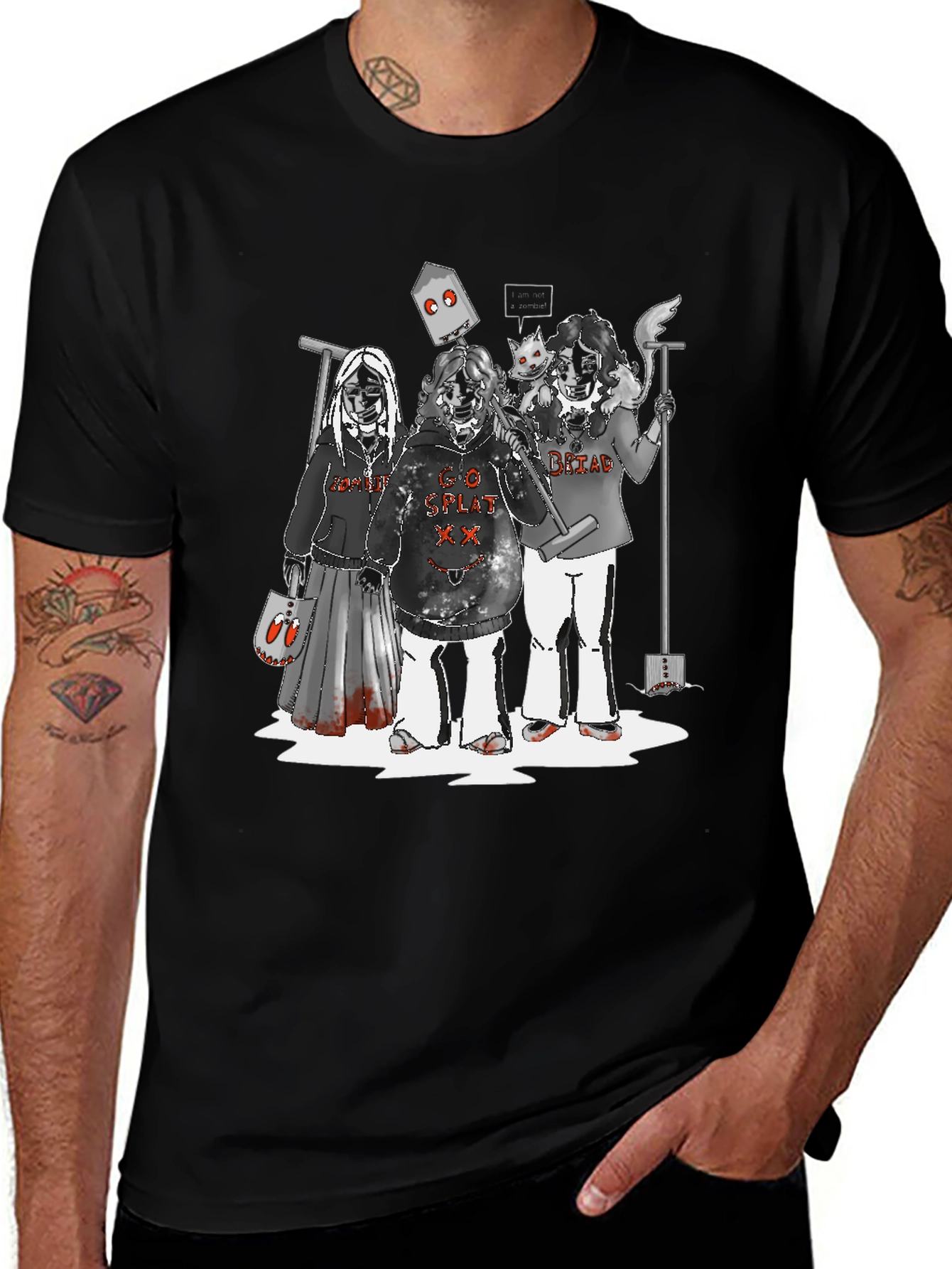 Spooky Black T-Shirt with Graphic Print