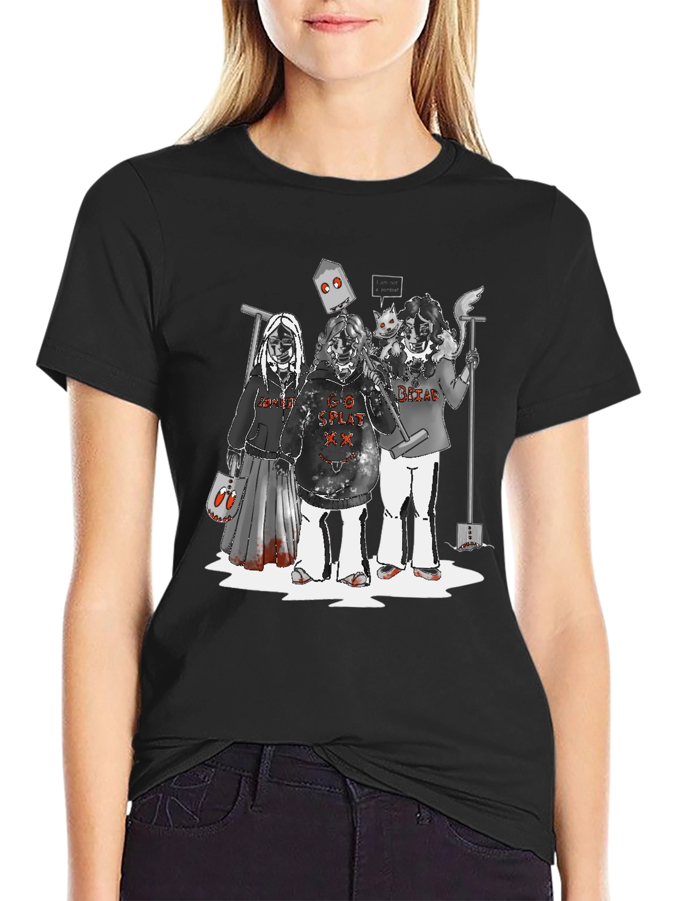 Spooky Black T-Shirt with Graphic Print