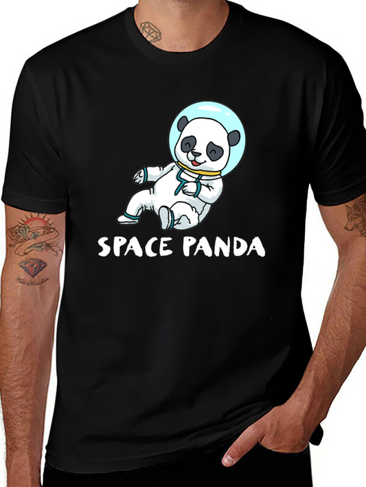 Space Panda Graphic T-Shirt - Black Cotton Tee