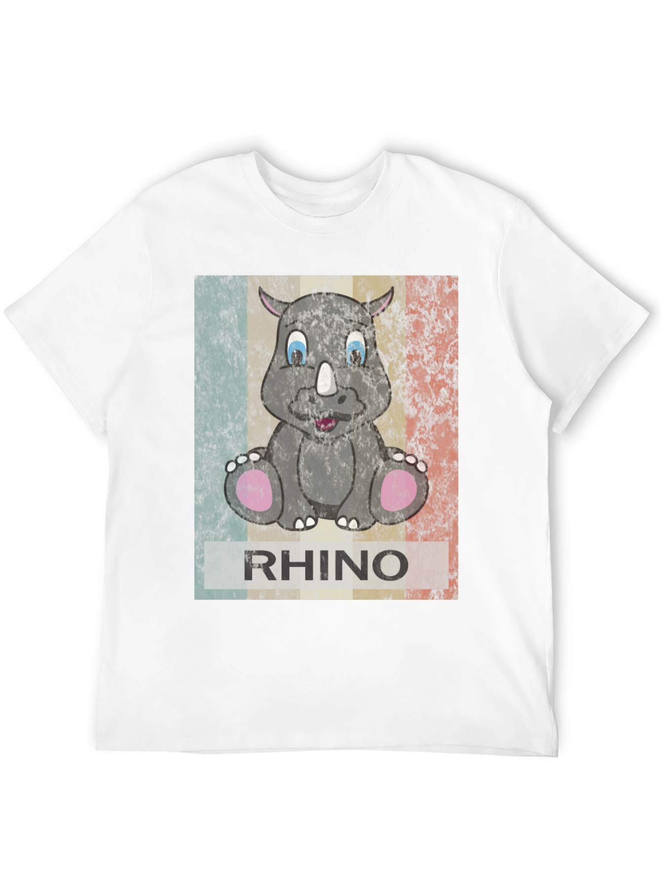Retro Rhino Graphic T-Shirt - Mens Black Tee