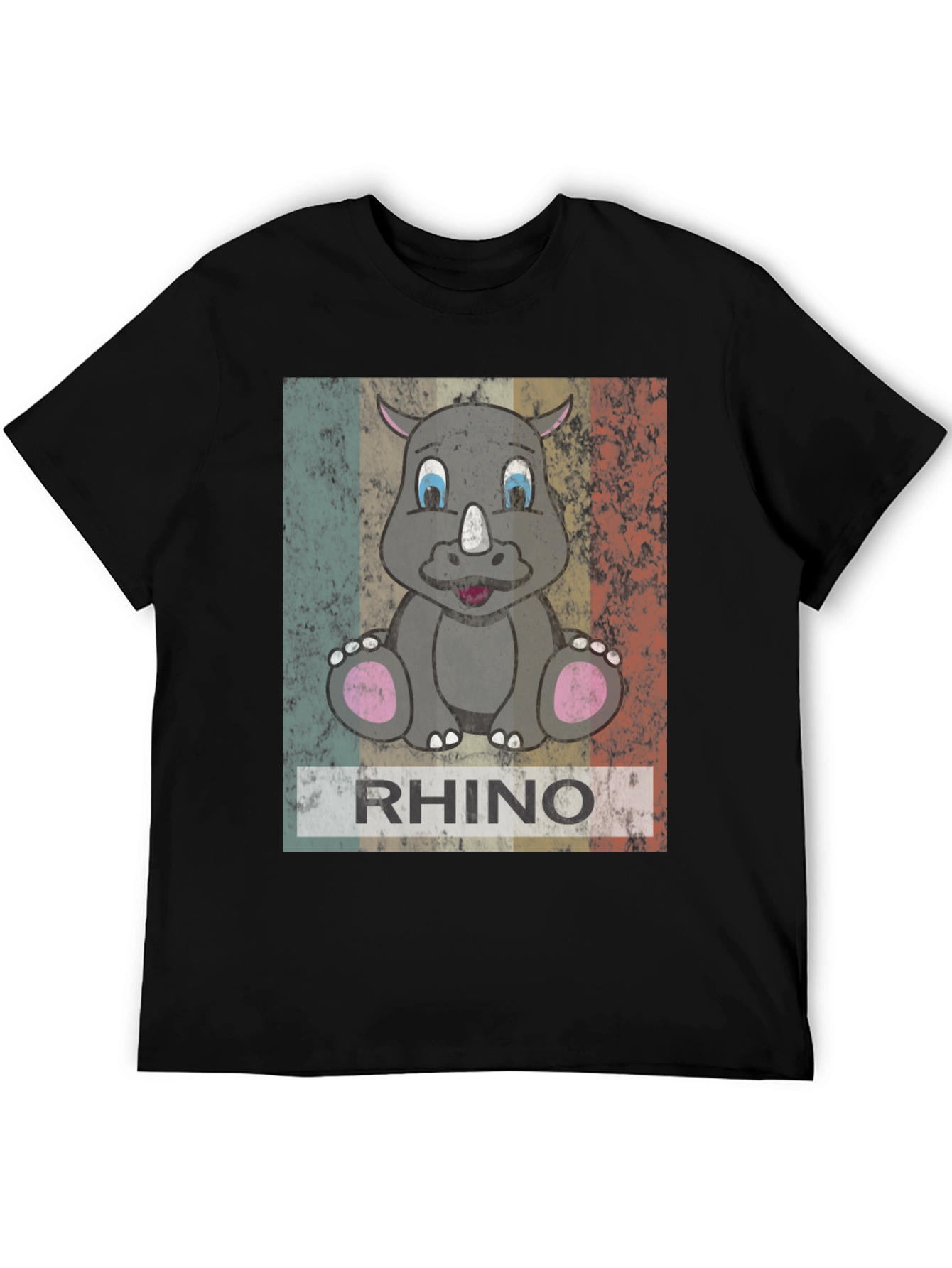 Retro Rhino Graphic T-Shirt - Mens Black Tee
