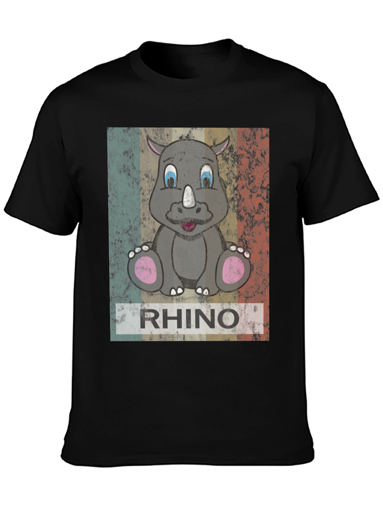 Retro Rhino Graphic T-Shirt - Mens Black Tee