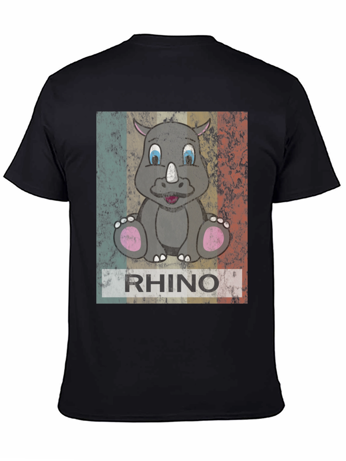 Retro Rhino Graphic T-Shirt - Mens Black Tee